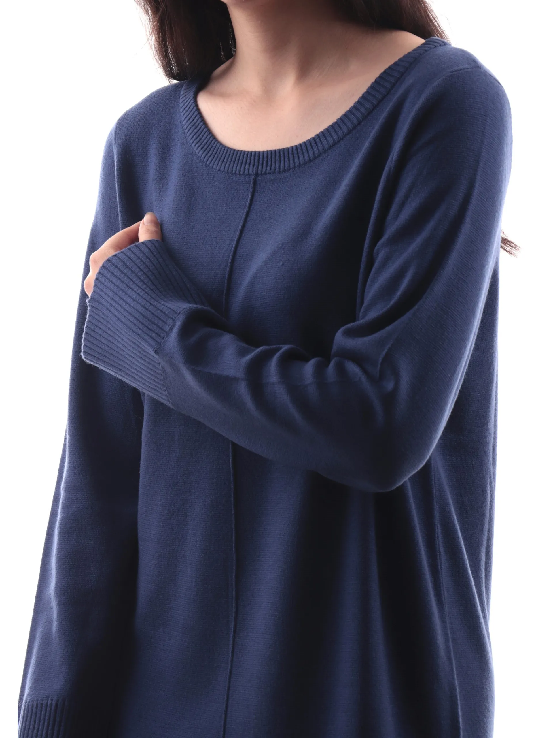 ANIS Vestiti*Abito girocollo blu da donna maniche lunghe 245W1321