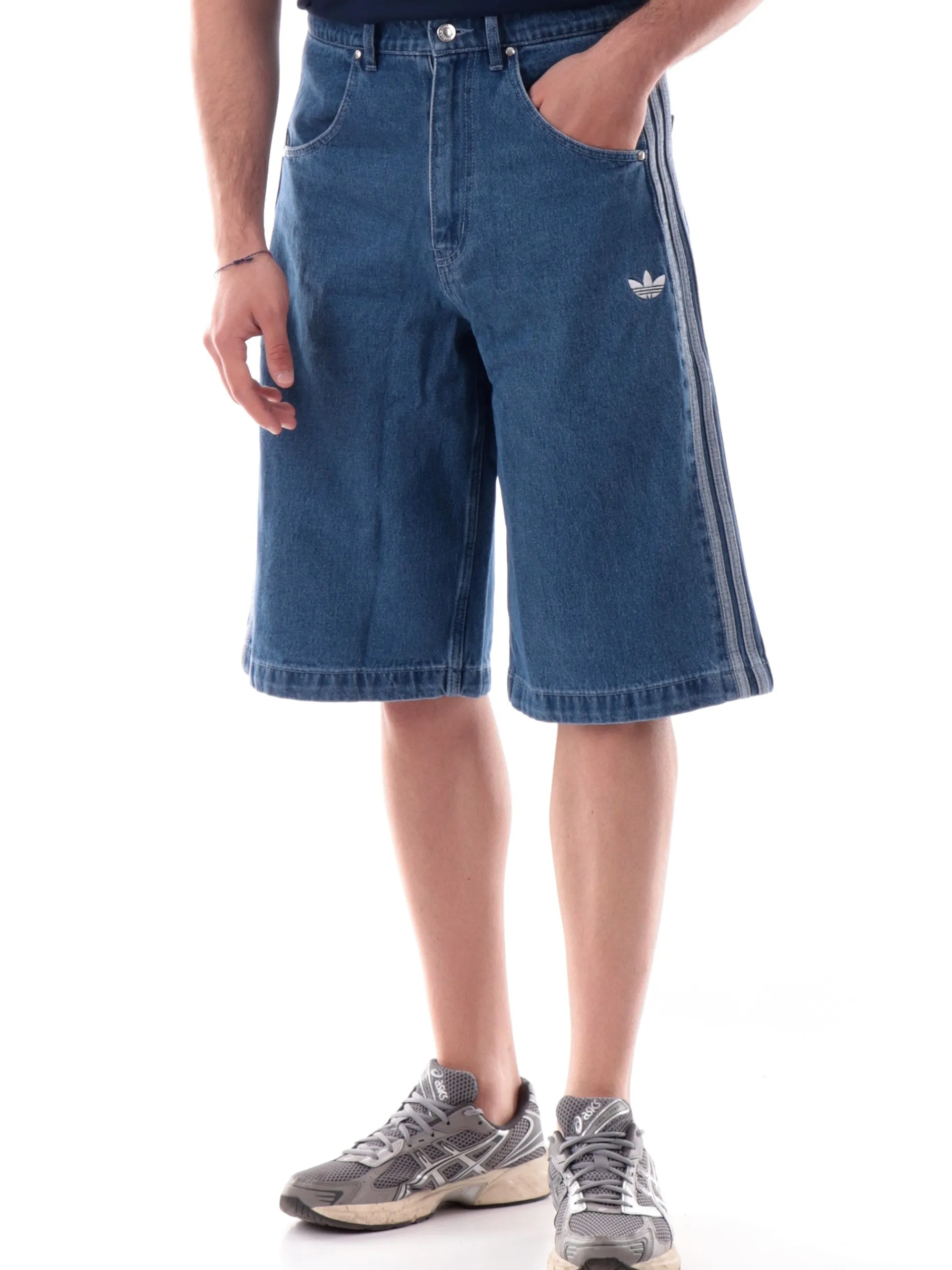 ADIDAS ORIGINALS Bermuda*Bermuda Adidas jeans da uomo 3Stripes vita alta over JC6235