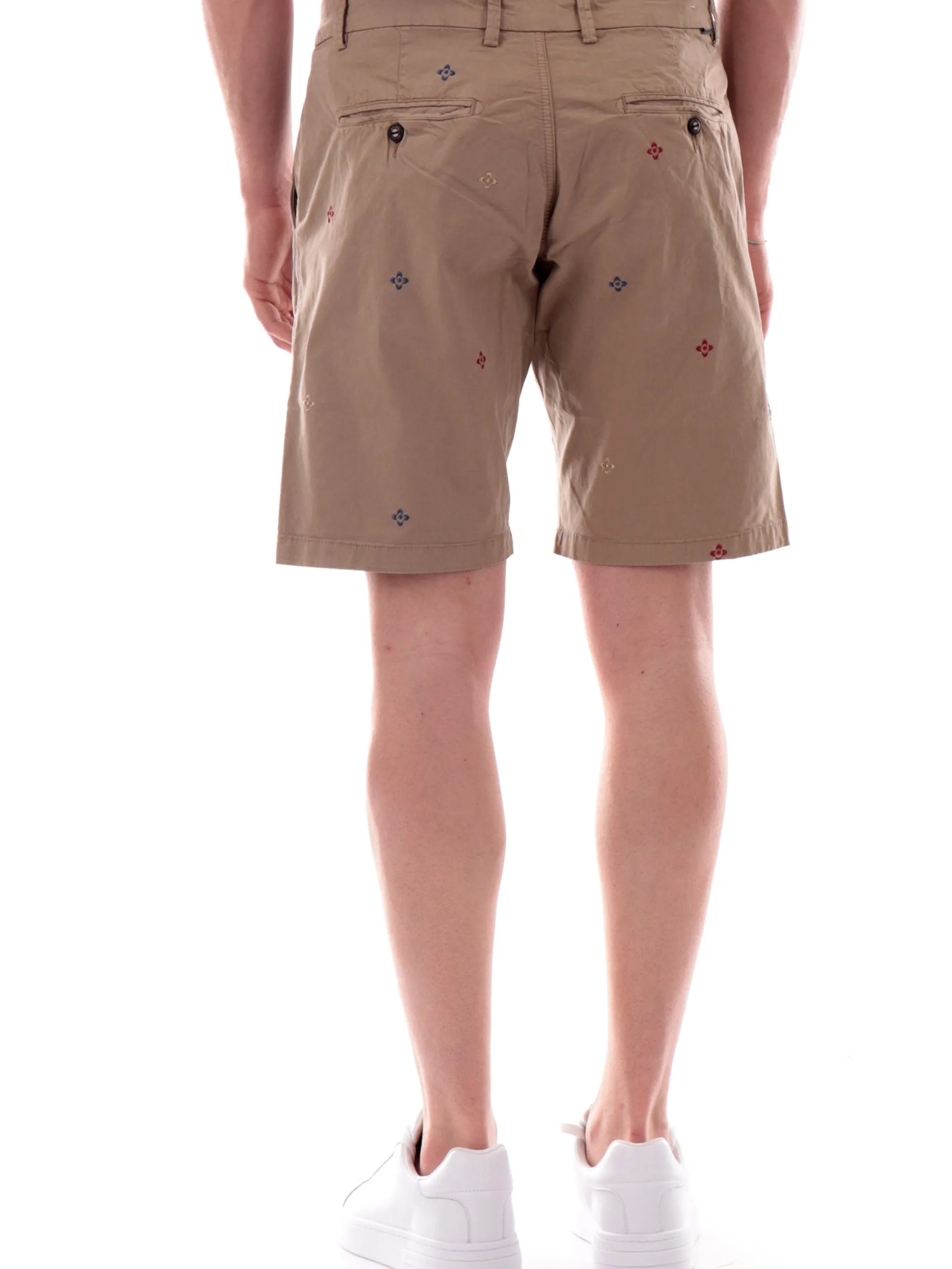 IMPURE Bermuda*Bermuda Chino beige da uomo con fiori ricamati REYFLOWER