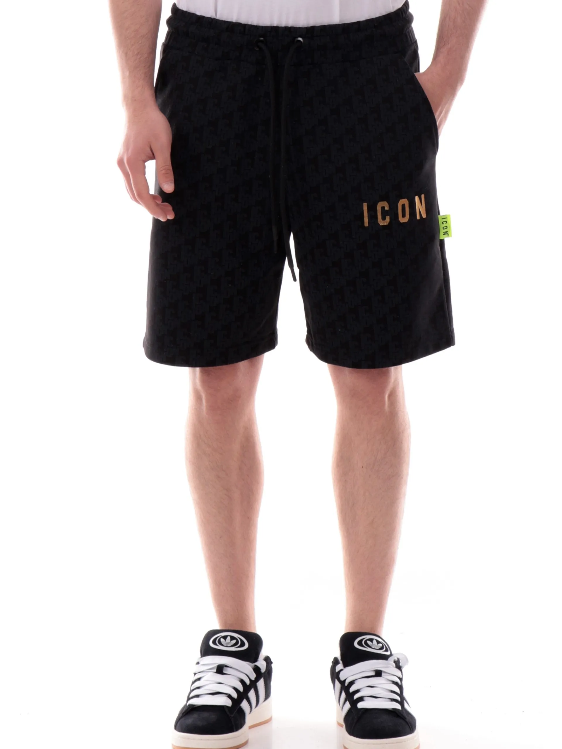 ICON Bermuda*Bermuda Neri da uomo con loghi allover logo oro ICUS2S5B010 NERO