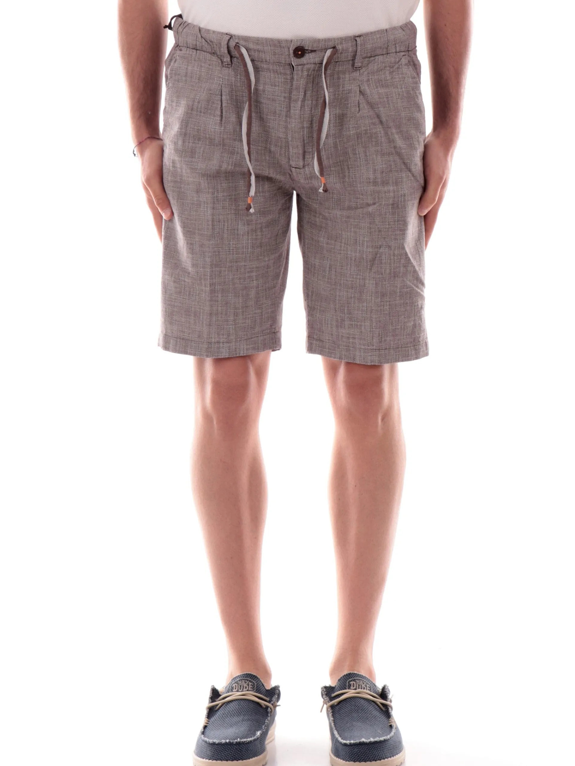 YES ZEE Bermuda*Bermuda marroni rigati da uomo con coulisse P770PF00