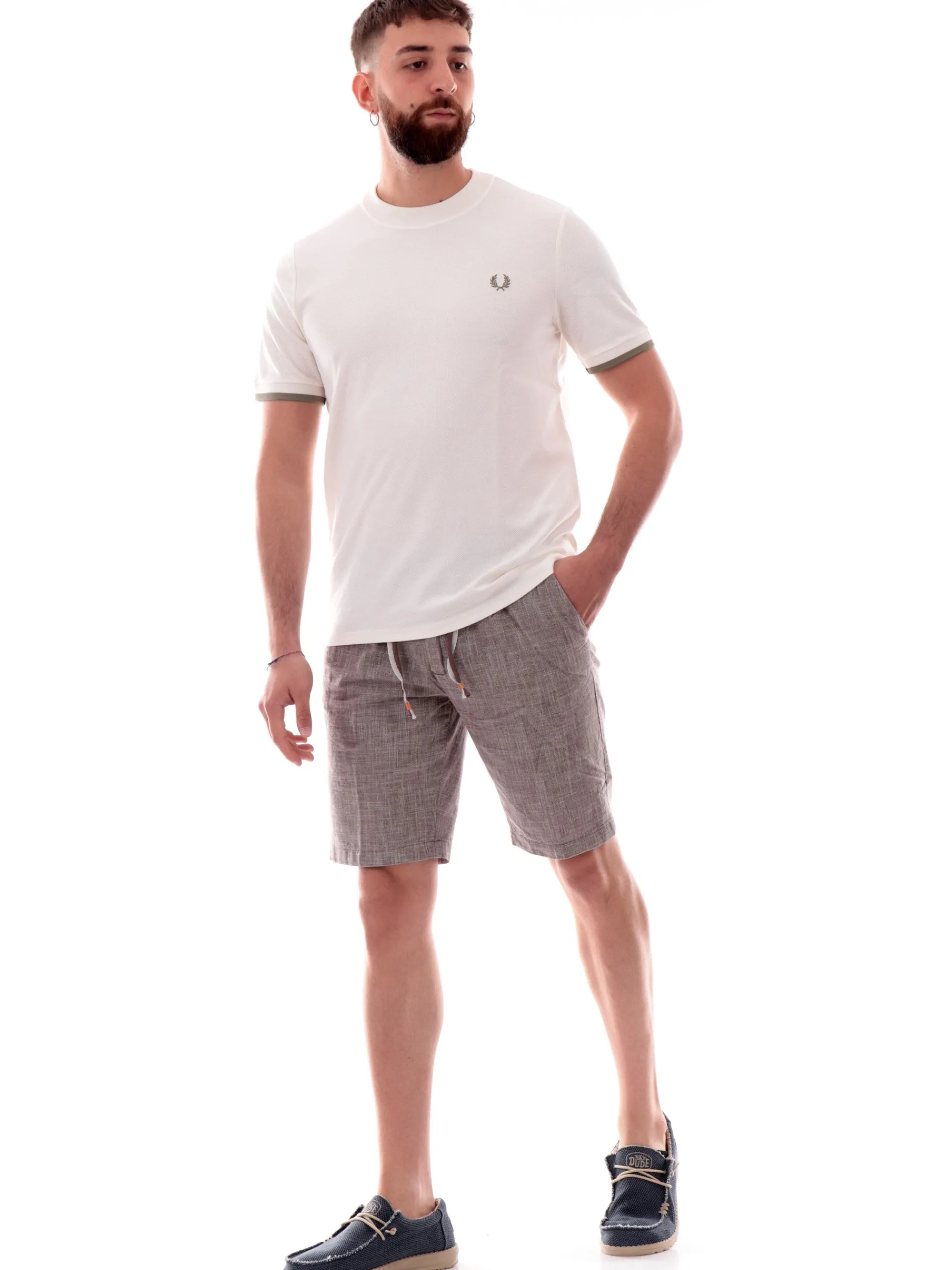 YES ZEE Bermuda*Bermuda marroni rigati da uomo con coulisse P770PF00