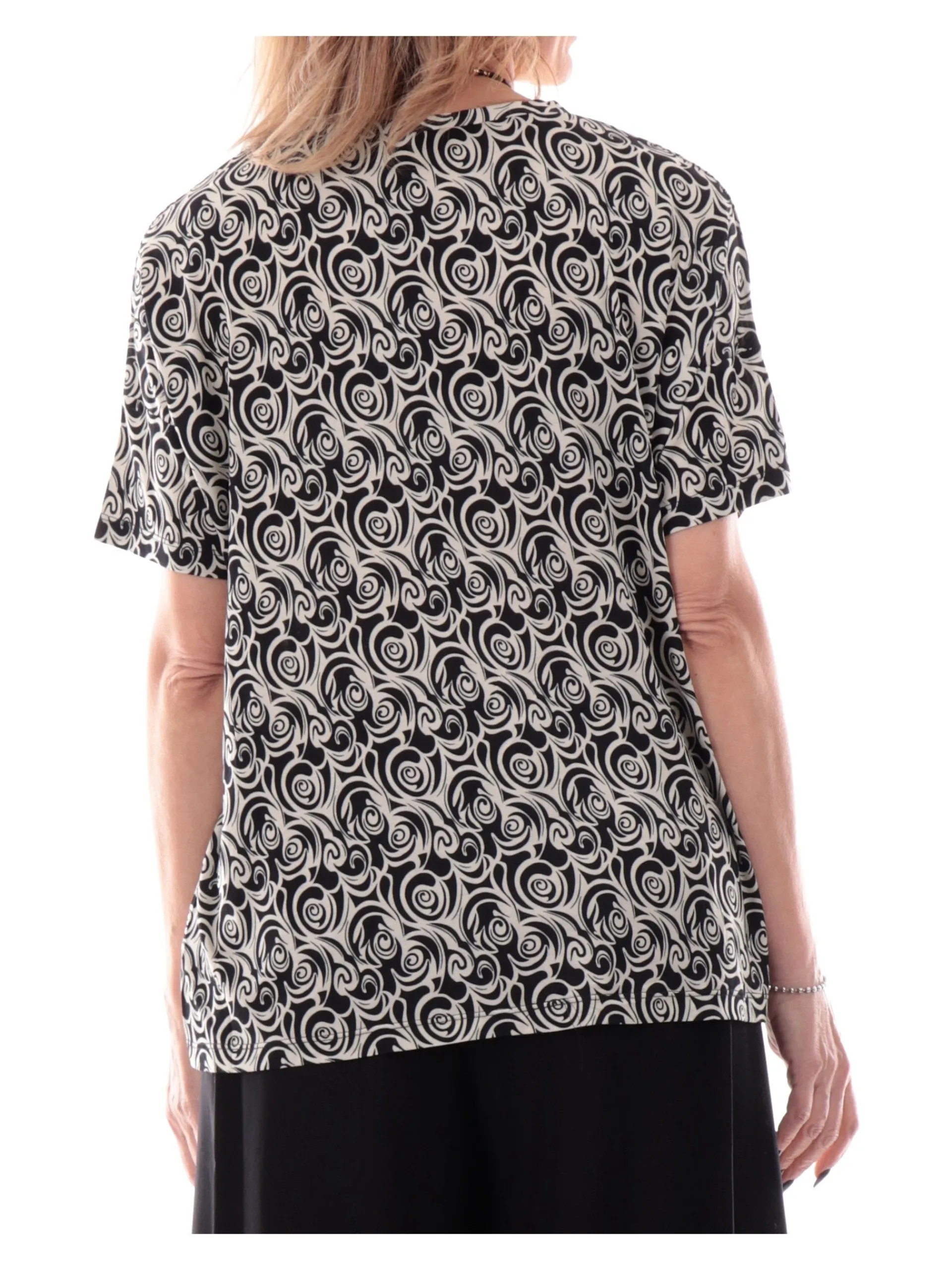 ANIS Maglie*Blusa white da donna bianca e nera doppio tessuto 251W1491 029