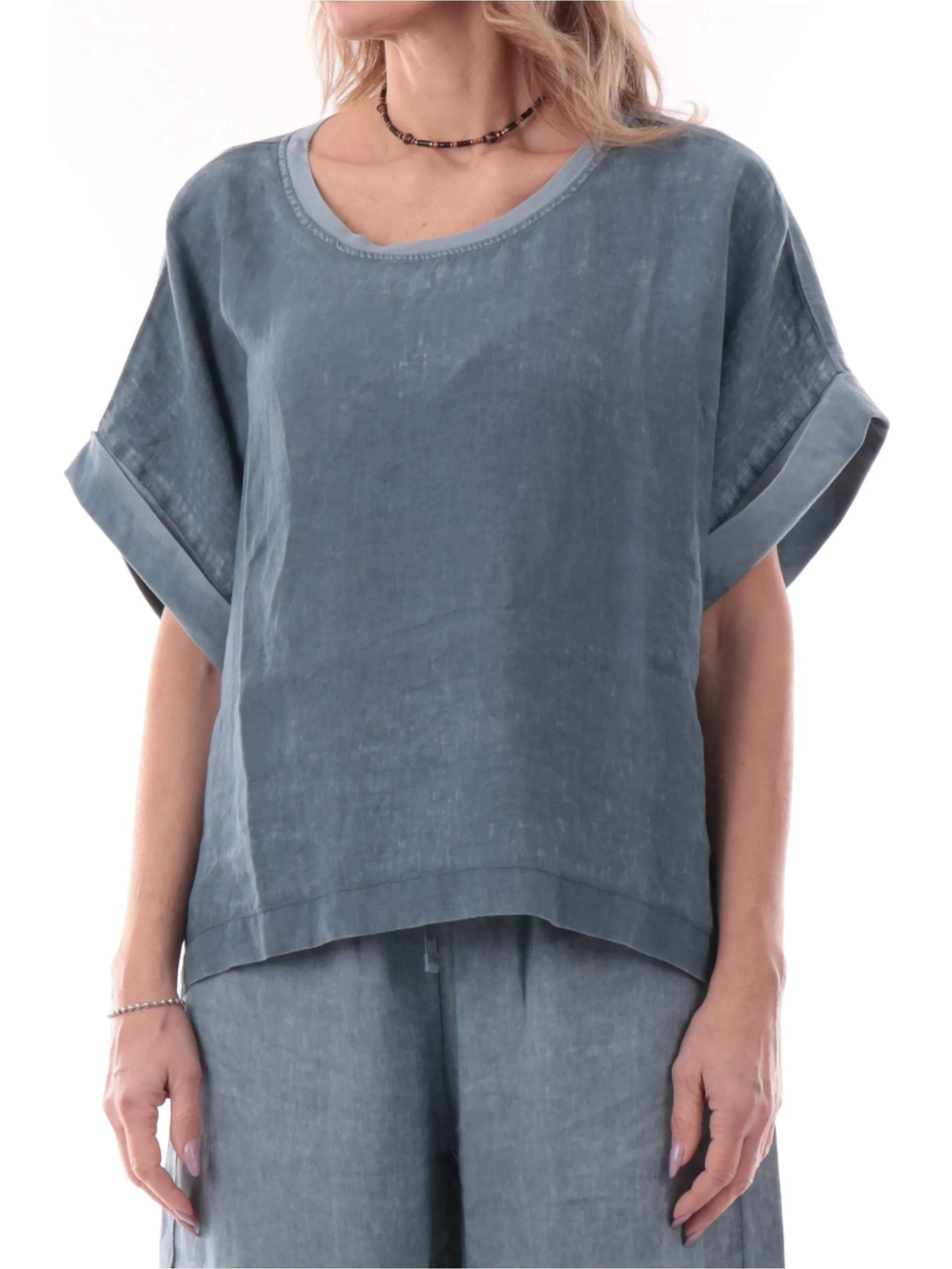 DEHA Maglie*Blusa celeste da donna con maniche a farfalla