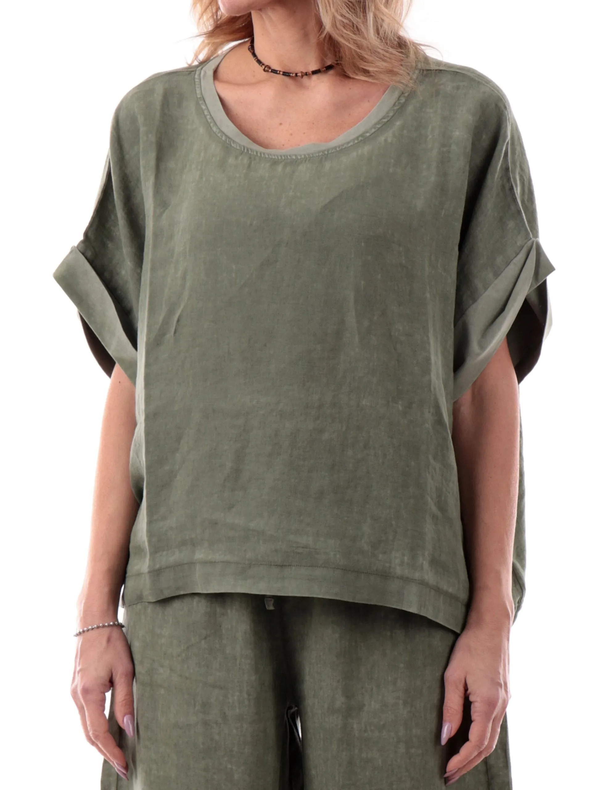 DEHA Maglie*Blusa verde militare da donna con maniche a farfalla D2239137620