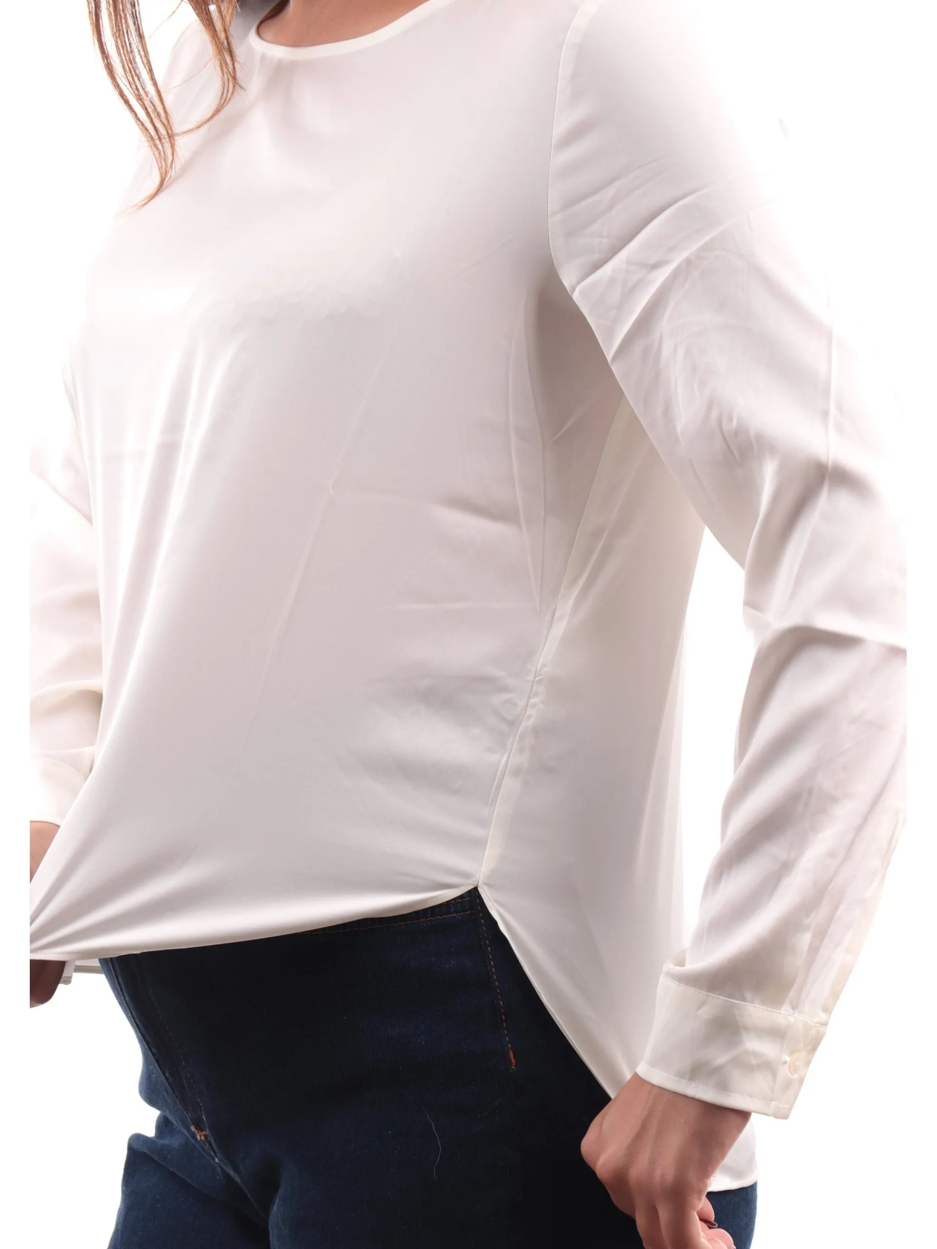 EMME MARELLA Maglie*Blusa bianca satin in raso da donna modello Madera