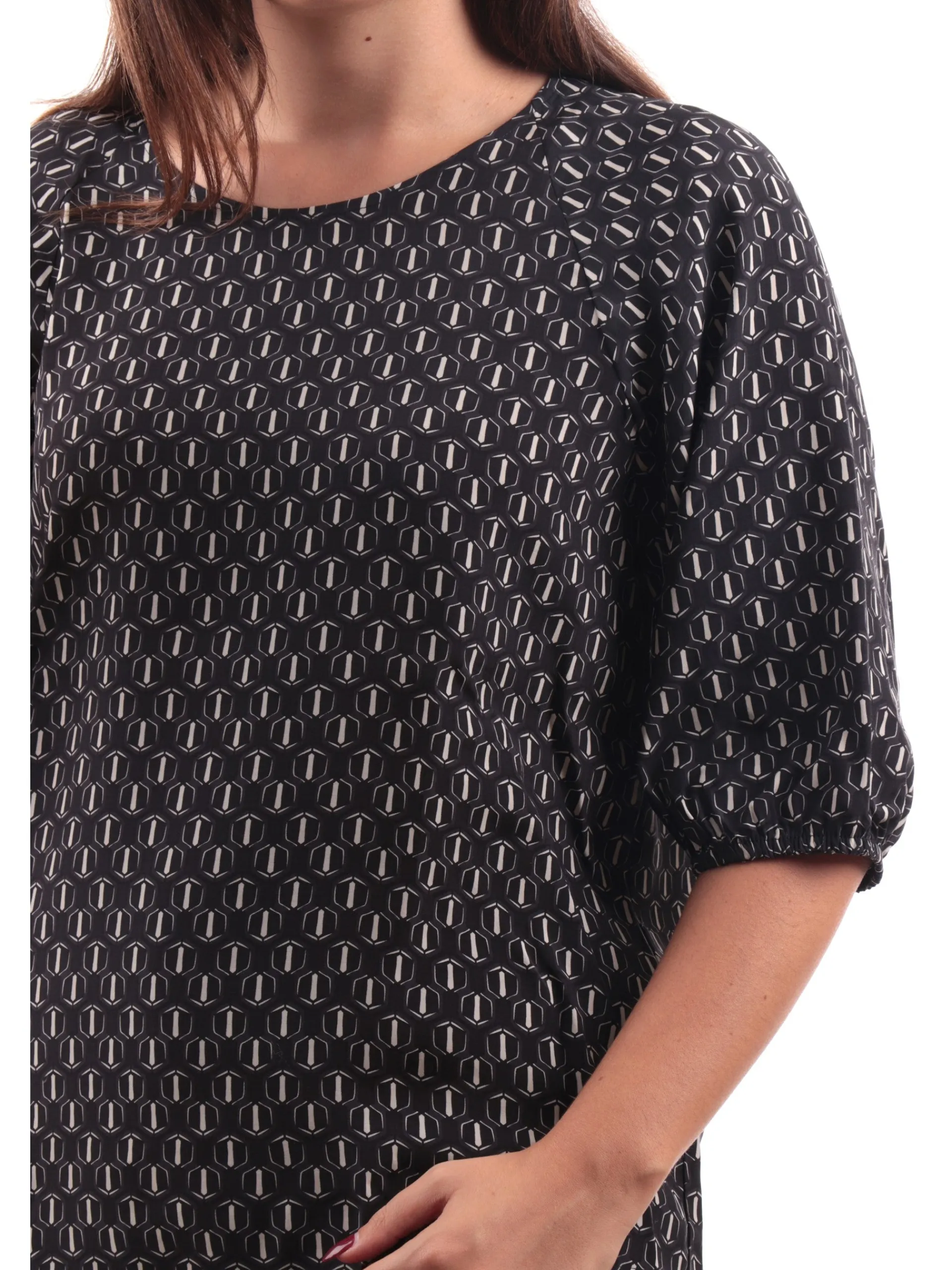 EMME MARELLA Maglie*Blusa nera satin fantasia da donna modello Beirut