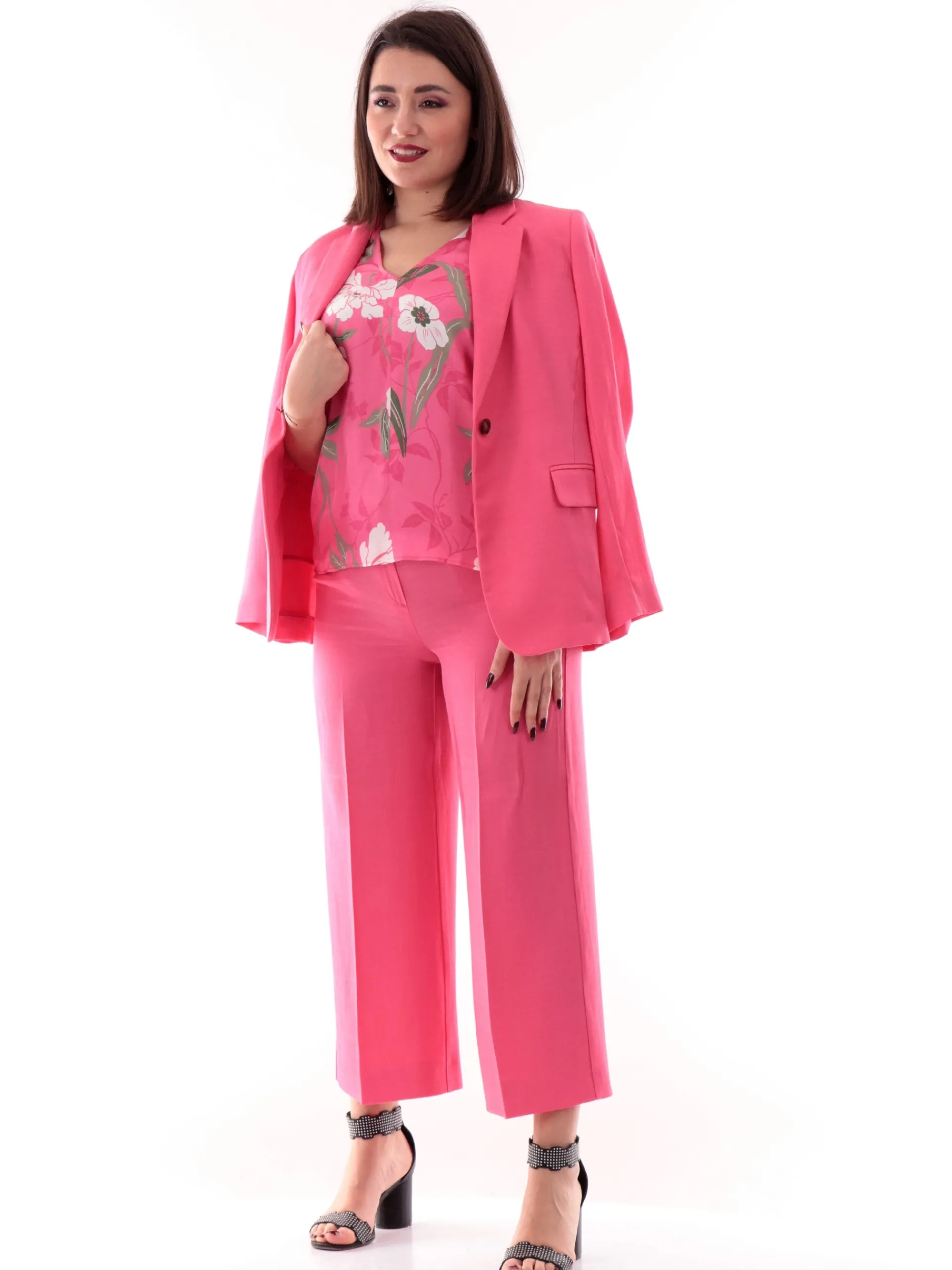 EMME MARELLA Maglie*Blusa rosa da donna scollo a V a fiori HATELEY002