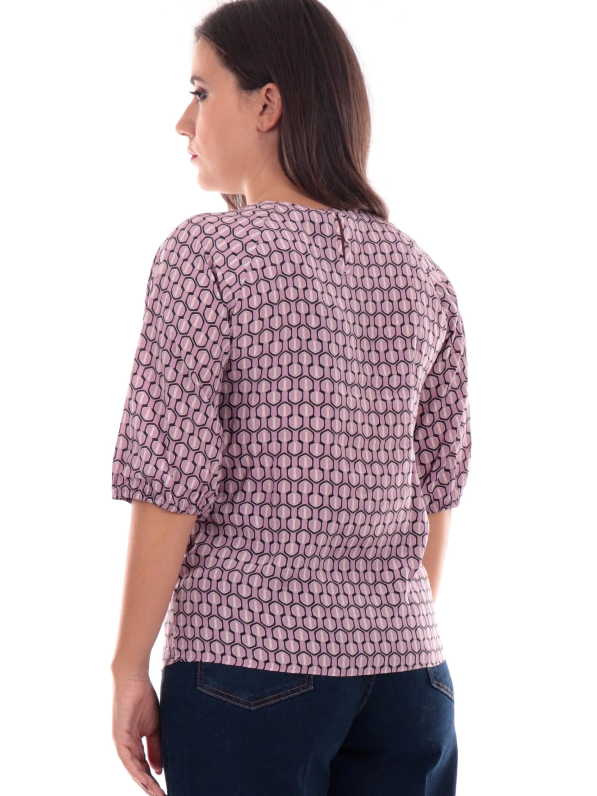EMME MARELLA Maglie*Blusa rosa satin fantasia da donna modello Beirut