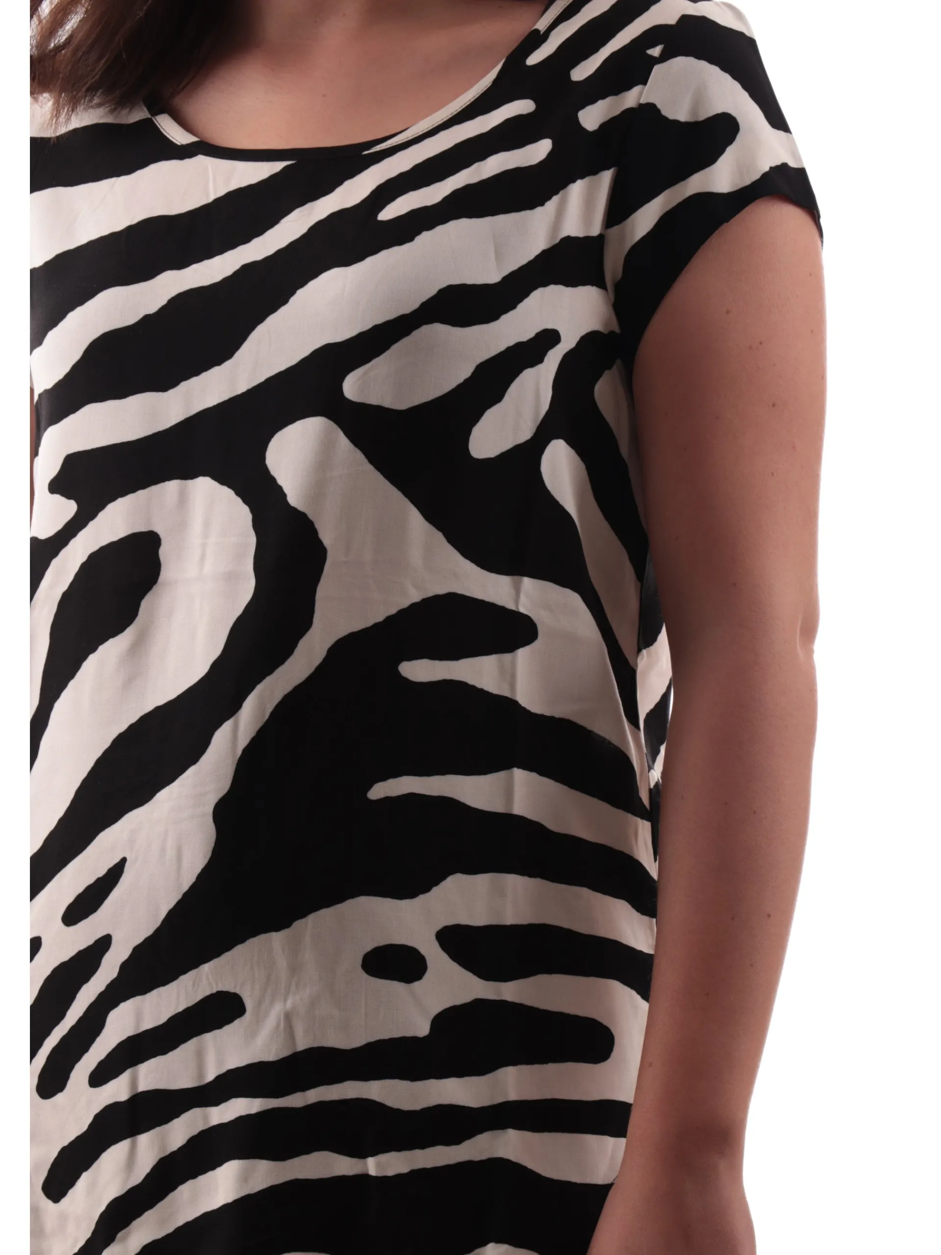 ONLY Maglie*Blusa maniche a farfalla nera zebrata da donna 15222174