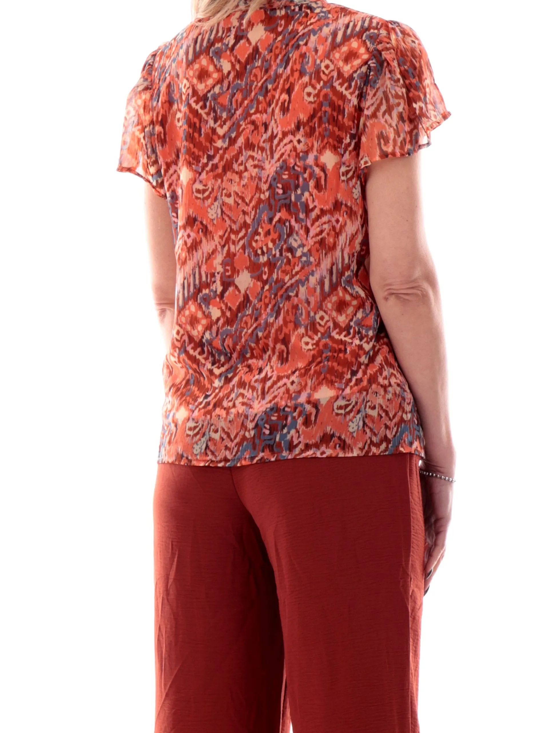 ONLY Maglie*Blusa scollo a V arancione da donna fantasia foulard 15344347