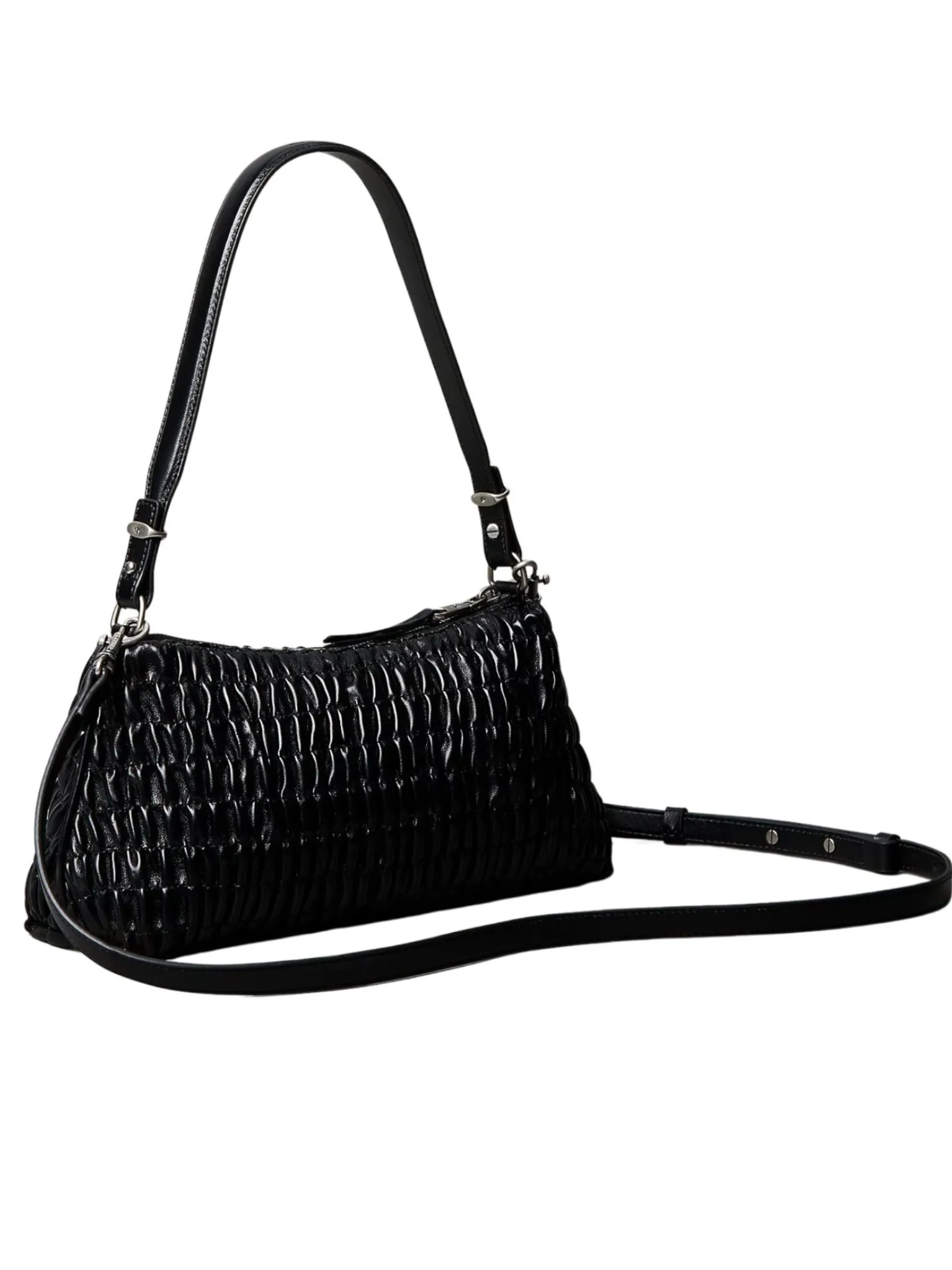 CALVIN KLEIN Borse*Borsa nera Rouched Shoulder Bag da donna con tracolla LV04K3088G