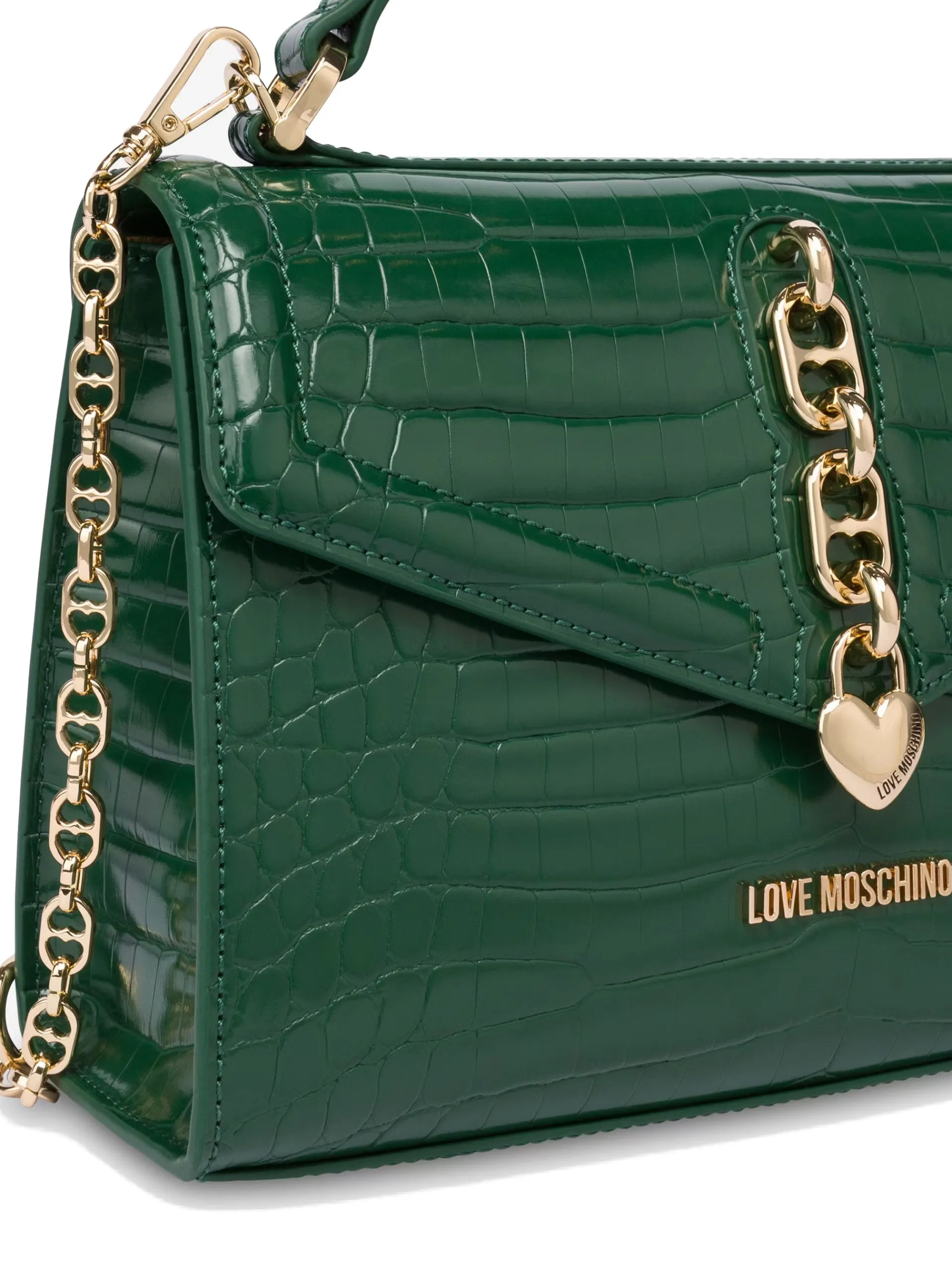 LOVE MOSCHINO Borse*Borsa verde coccodrillo con tracolla JC4389KJ0
