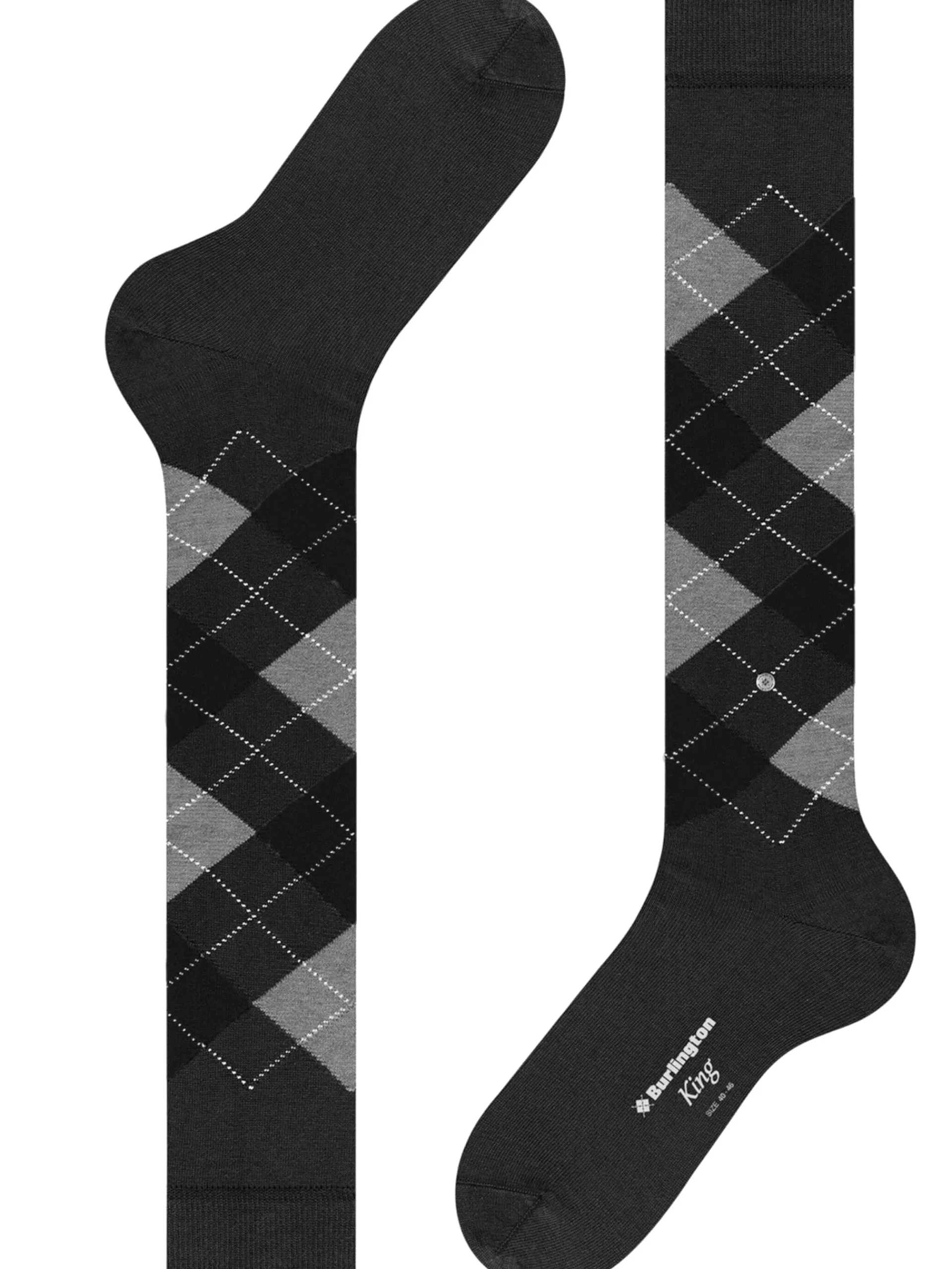 BURLINGTON Calzini*Calzini neri a rombi grigi King lunghi 21724