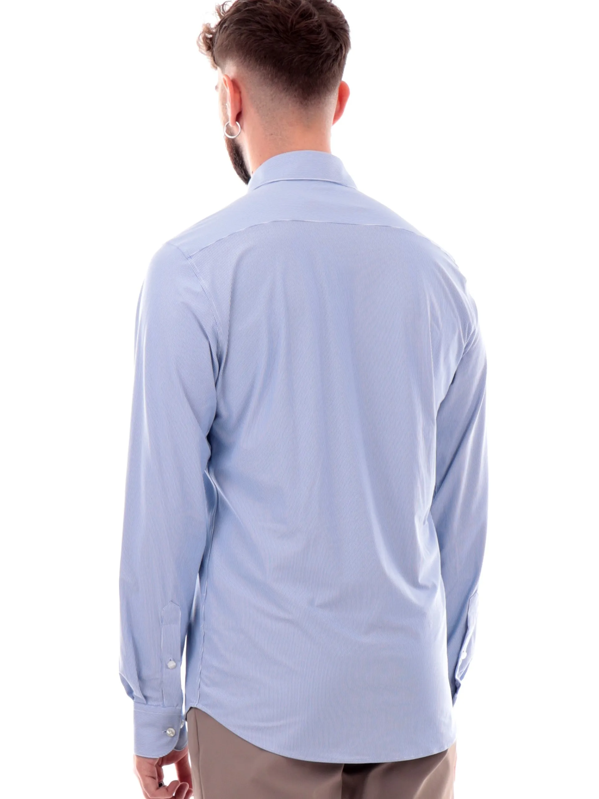 RRD Camicie*Camicia a quadri celeste da uomo Oxford Jaquard W24253V