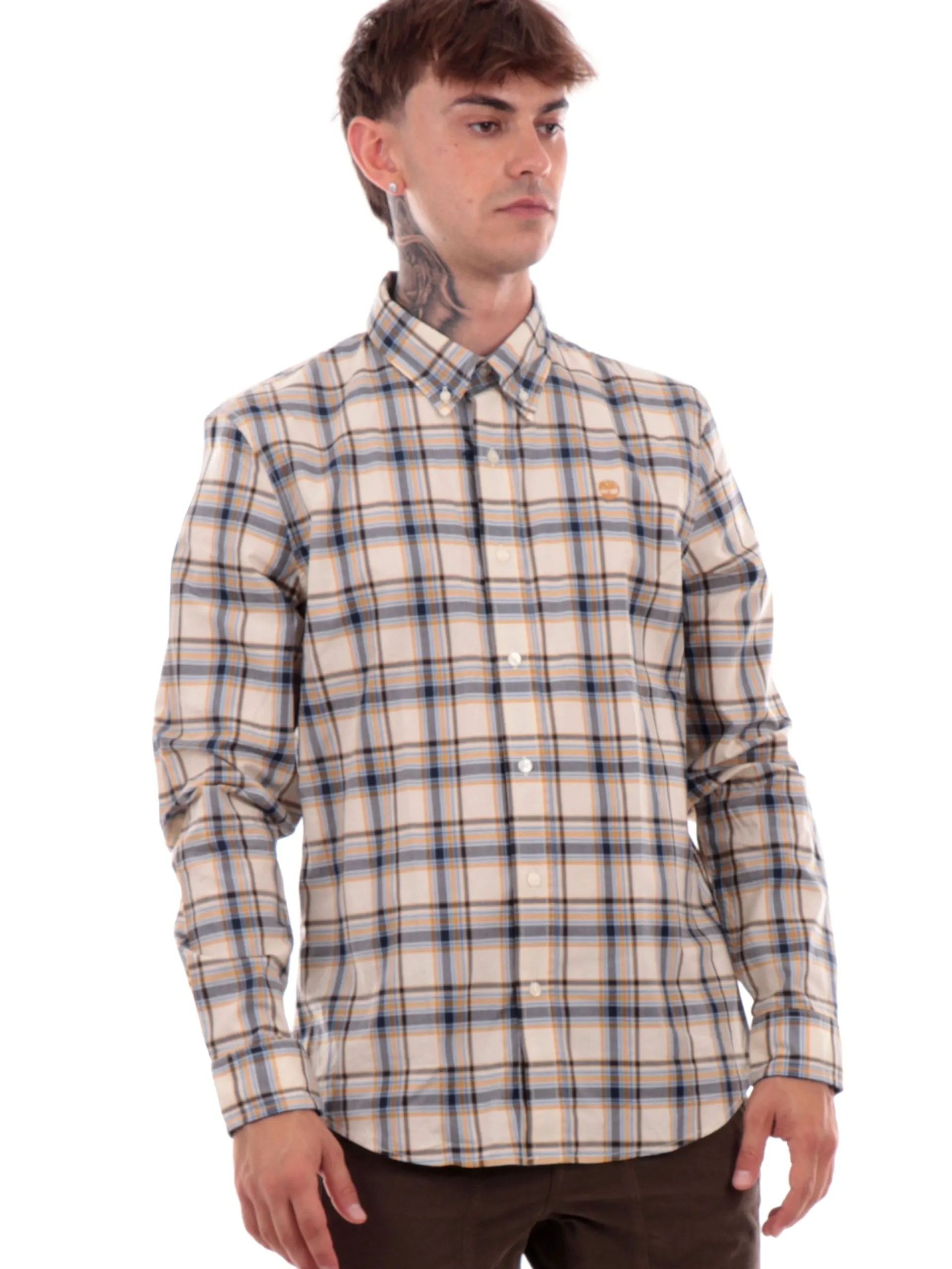 TIMBERLAND Camicie*Camicia a quadri beige da uomo logo ricamato TB0A6V66
