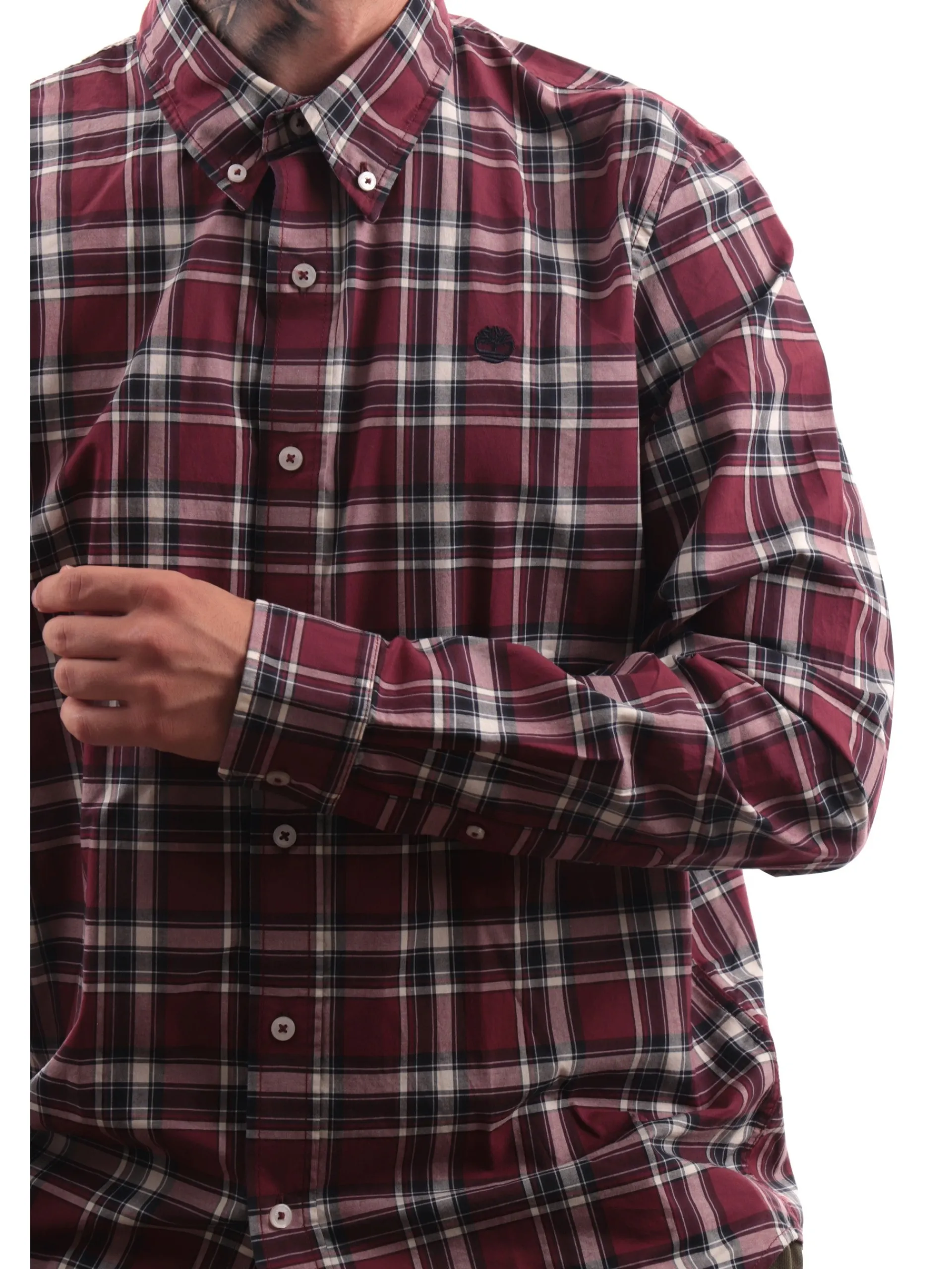 TIMBERLAND Camicie*Camicia a quadri bordeaux da uomo logo ricamato TB0A6V66
