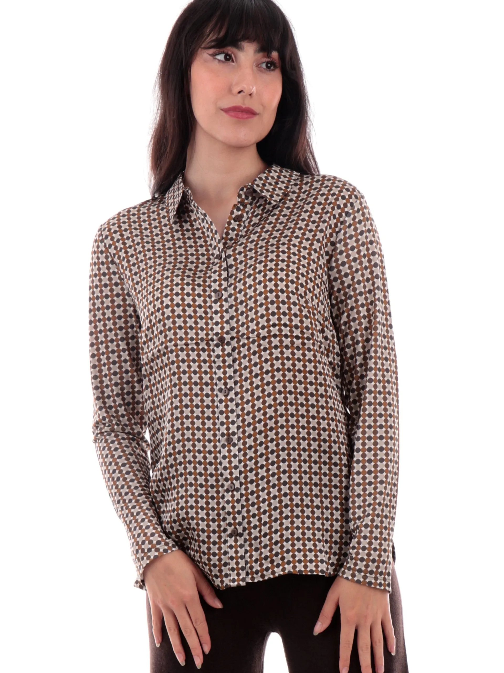 ANIS Top & Camicie*Camicia a pois Fantasia geometrica da donna marrone beige e panna 245W1441