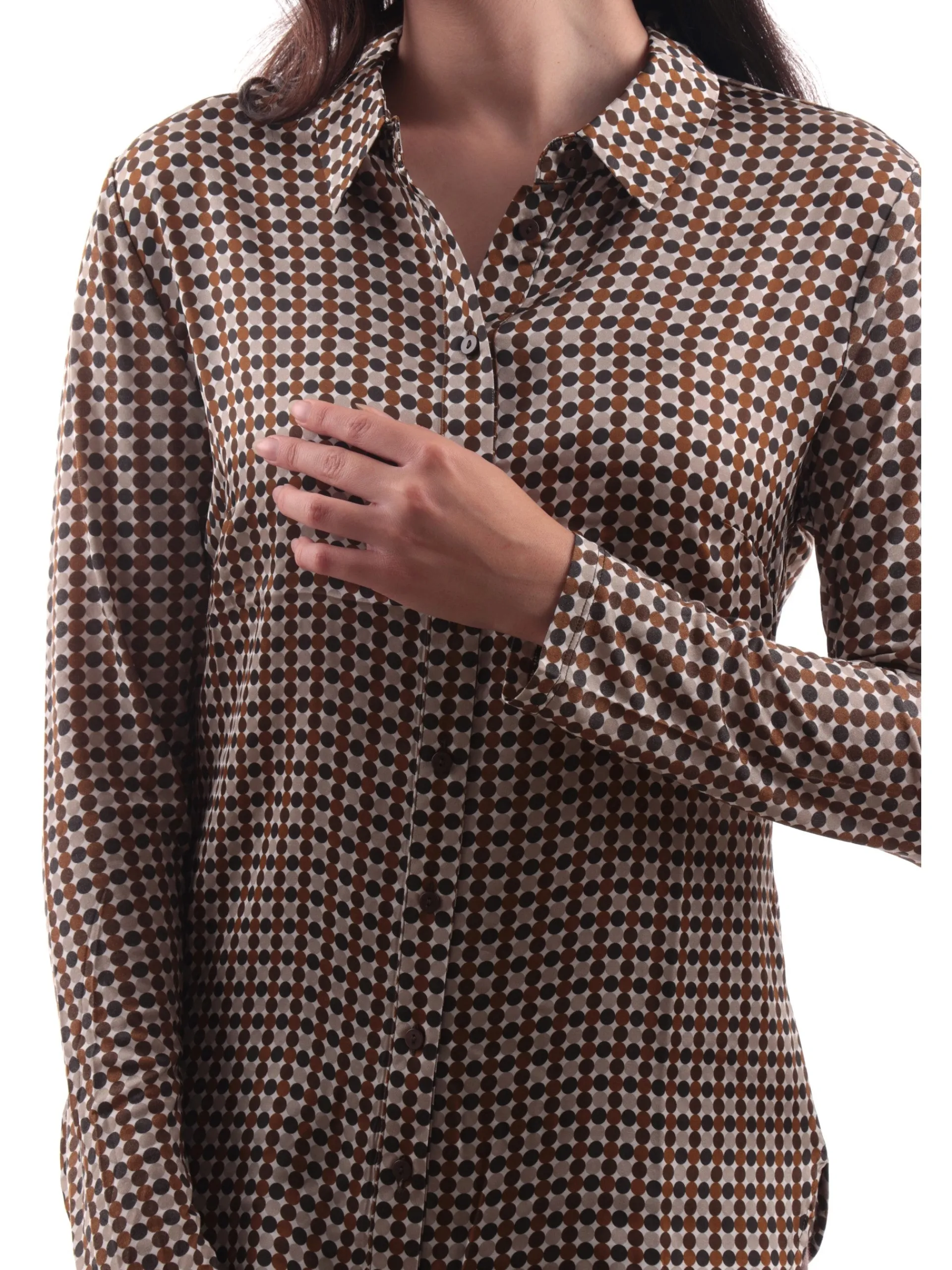 ANIS Top & Camicie*Camicia a pois Fantasia geometrica da donna marrone beige e panna 245W1441