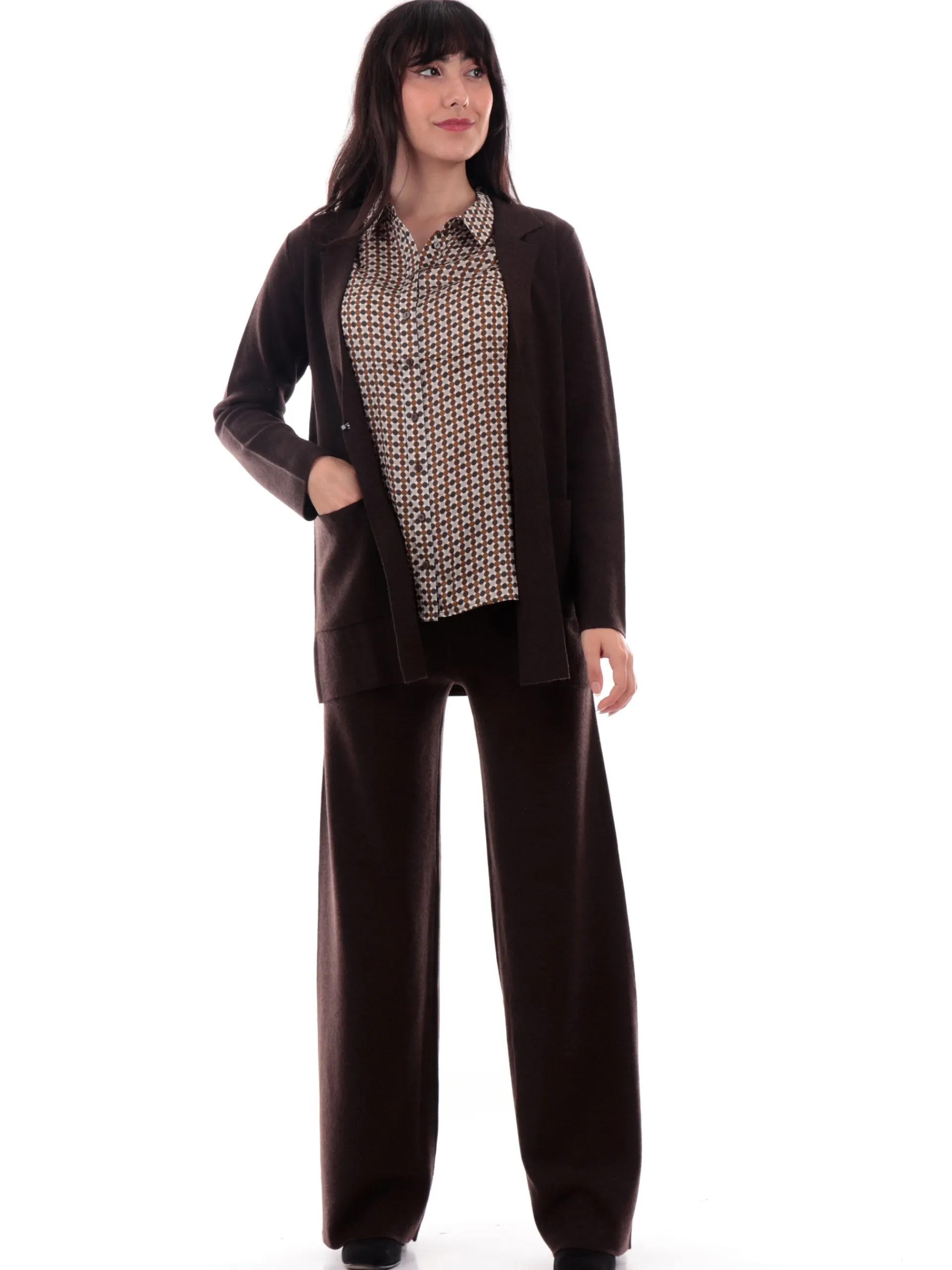 ANIS Top & Camicie*Camicia a pois Fantasia geometrica da donna marrone beige e panna 245W1441