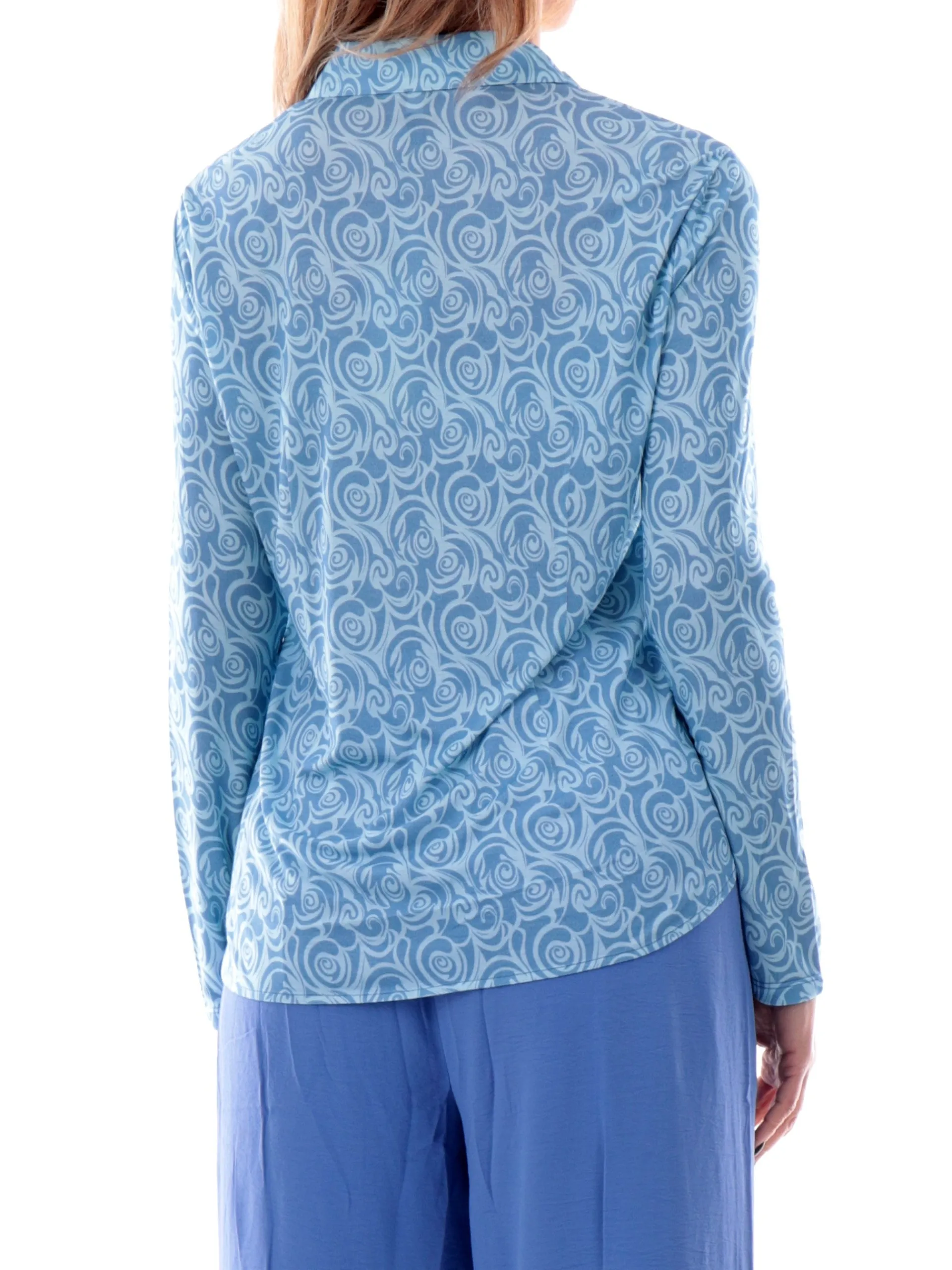 ANIS Top & Camicie*Camicia azzurra floreale da donna maniche lunghe 251W1490