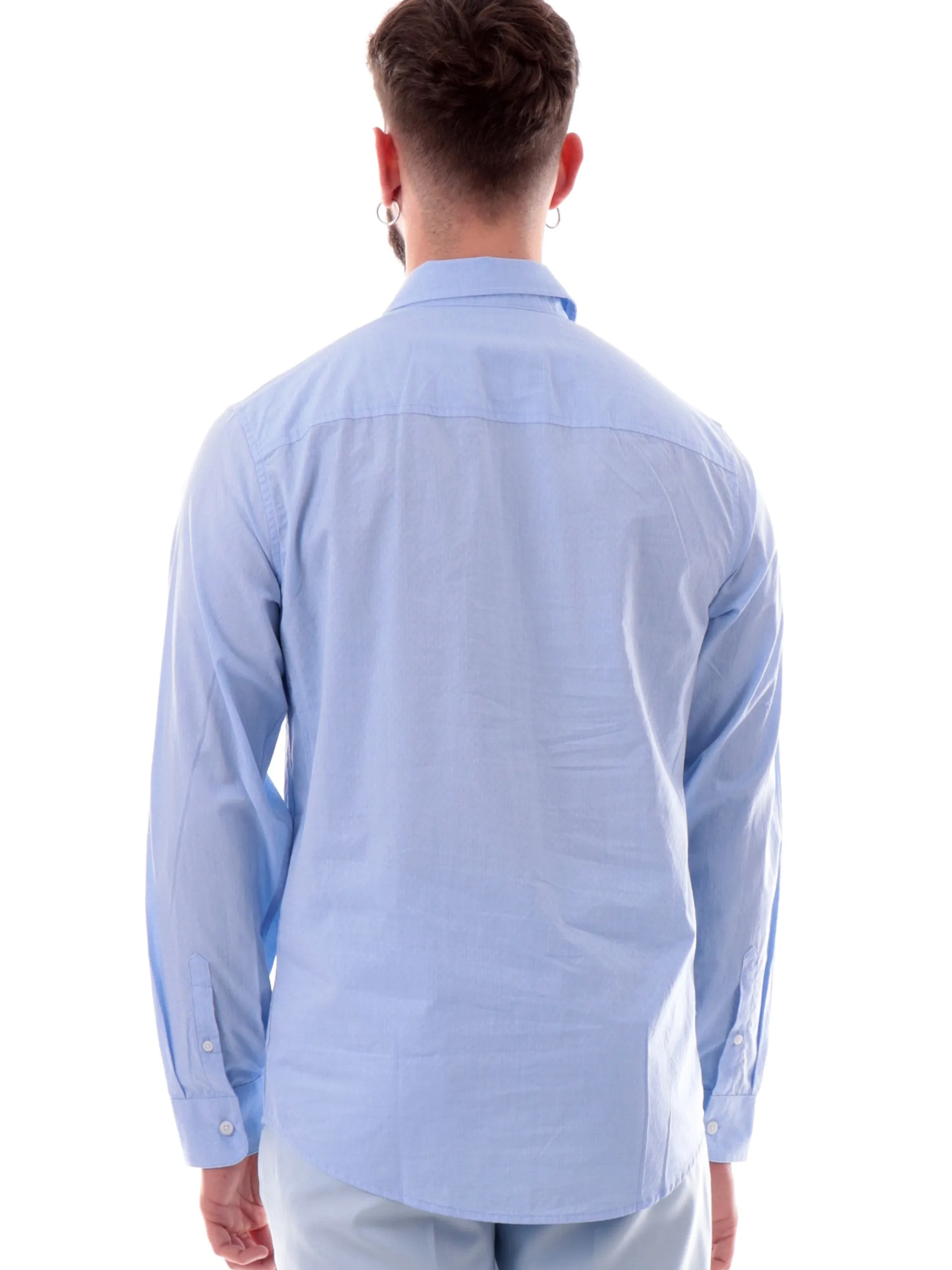 ARMANI EXCHANGE Camicie*Camicia AX celeste da uomo logo AX ricamato fantasia geo XM000714AF13207