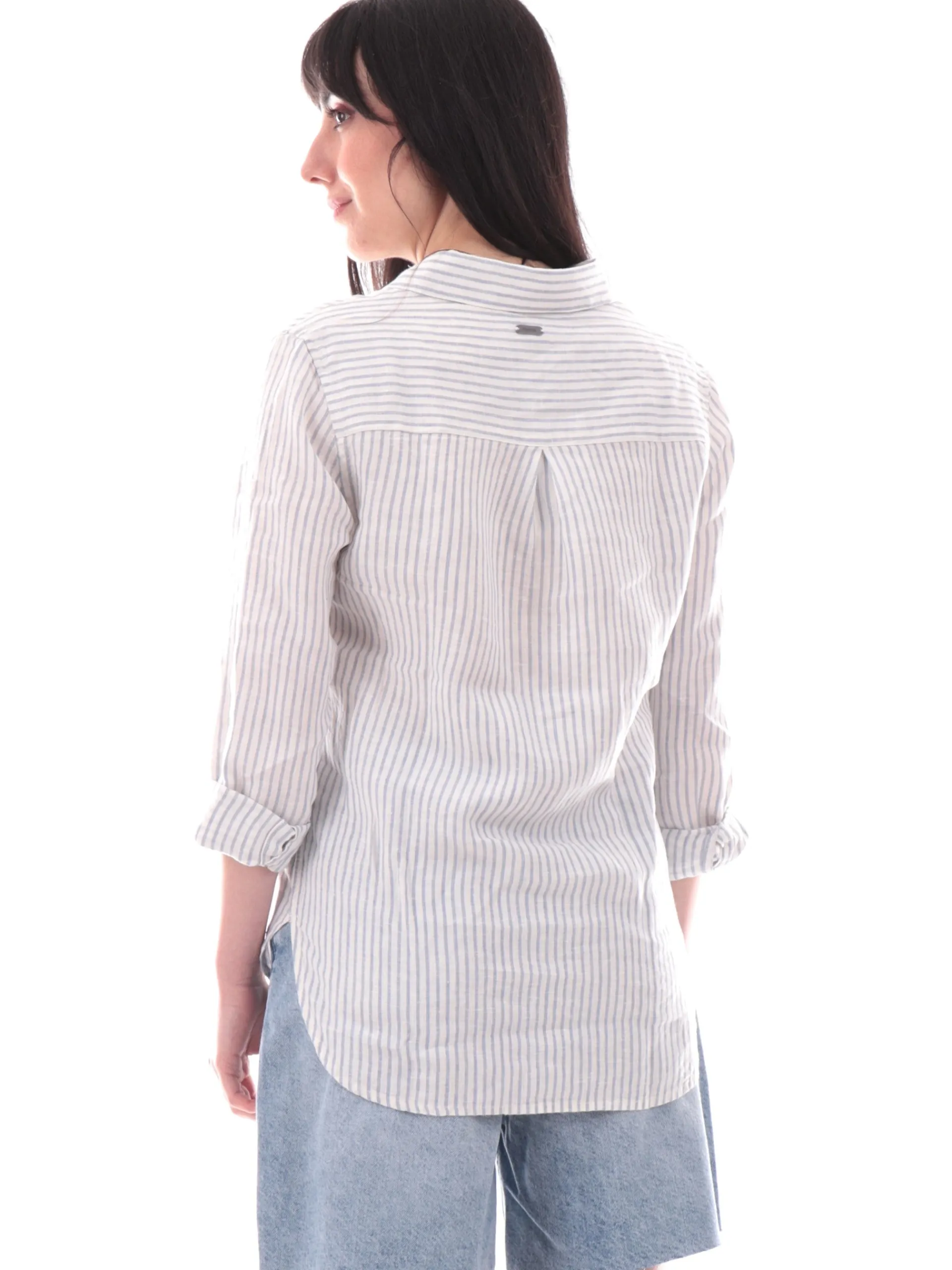 BARBOUR Top & Camicie*Camicia da donna a righe bianca e celeste LSH1315