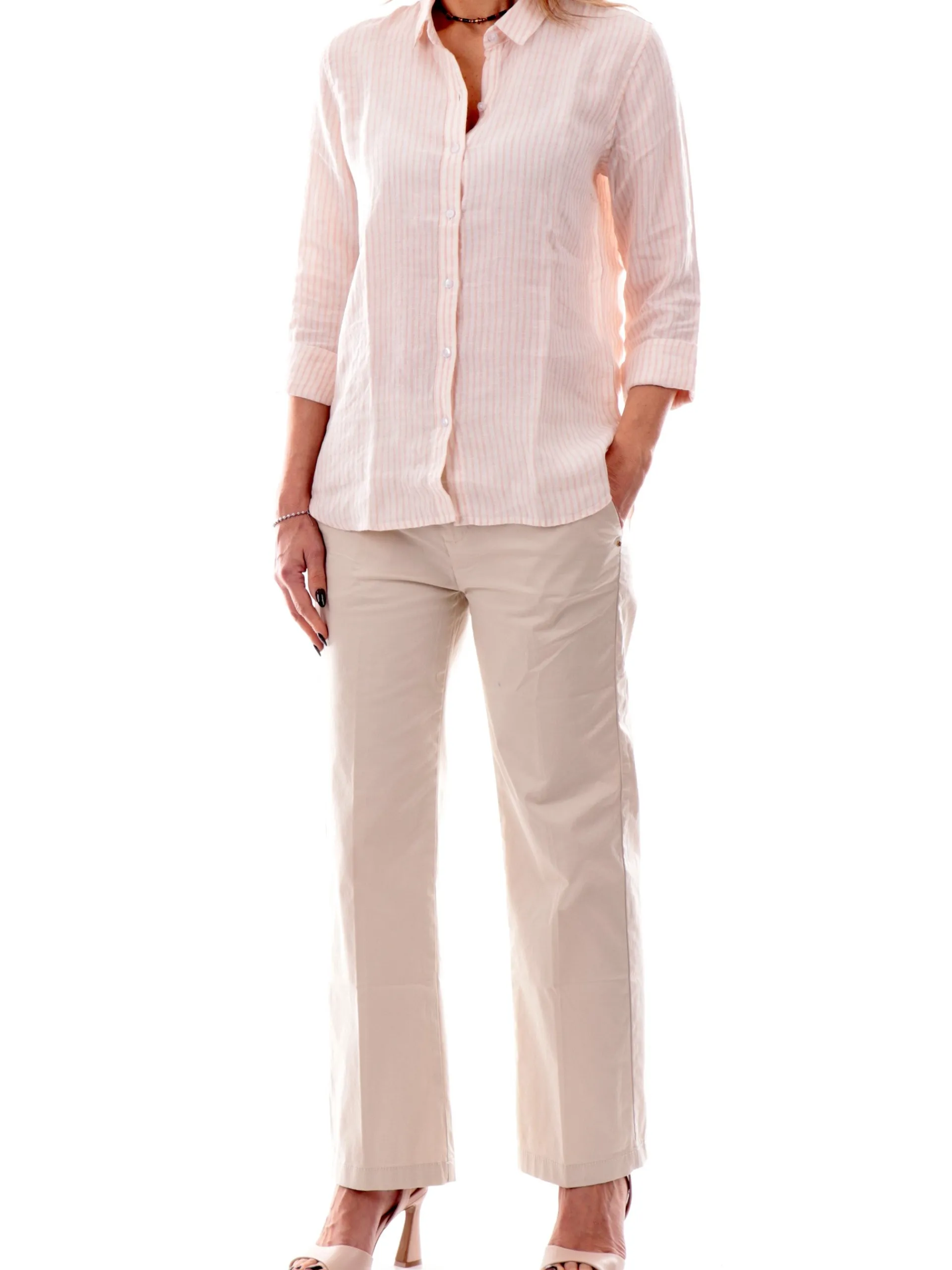 BARBOUR Top & Camicie*Camicia da donna a righe bianca e rosa LSH1315