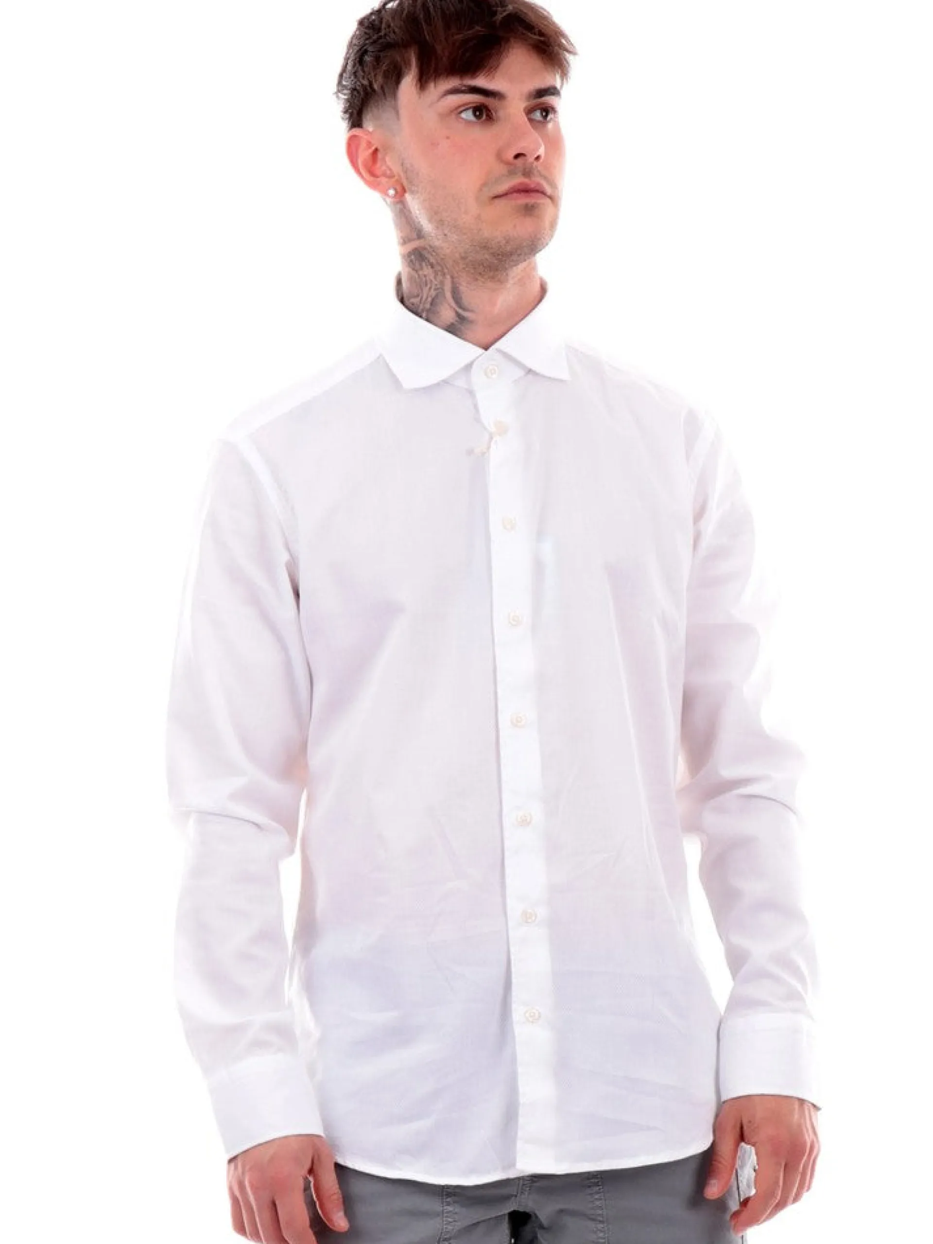 BASTONCINO Camicie*Camicia bianca da uomo cotone 2600