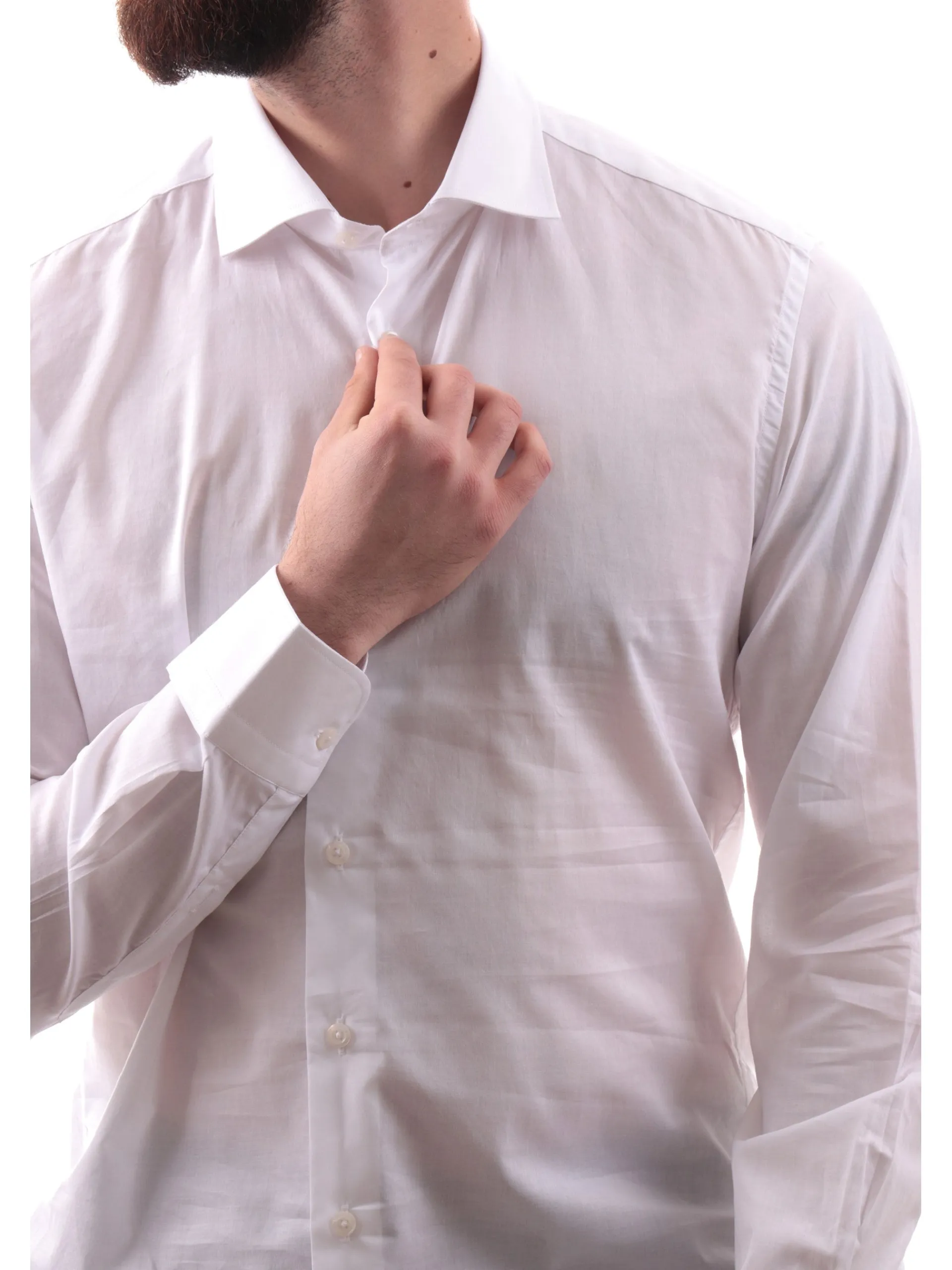 BASTONCINO Camicie*Camicia bianca 100% cotone da uomo maniche lunghe 43511