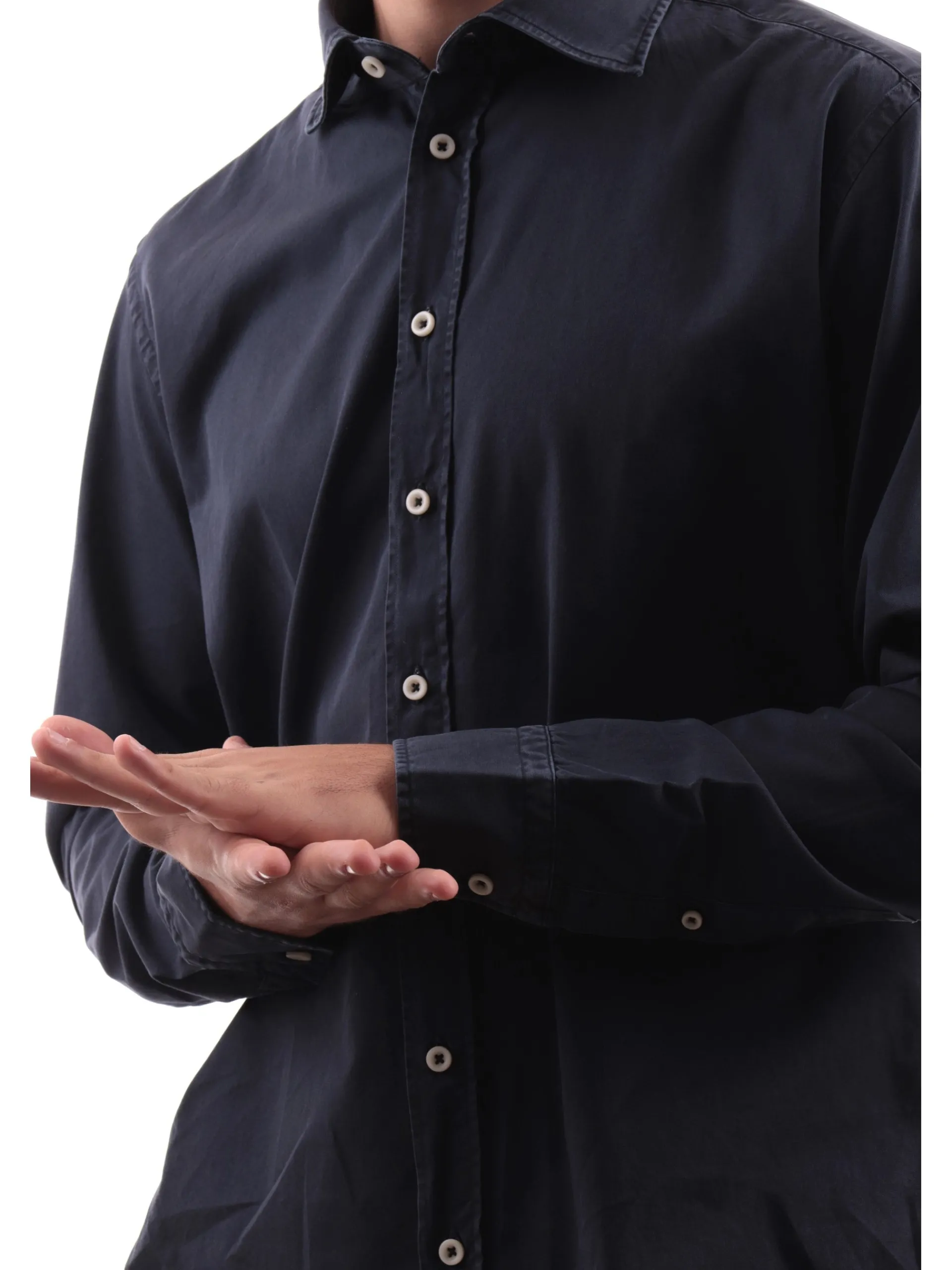 BASTONCINO Camicie*Camicia blu washed da uomo 137912