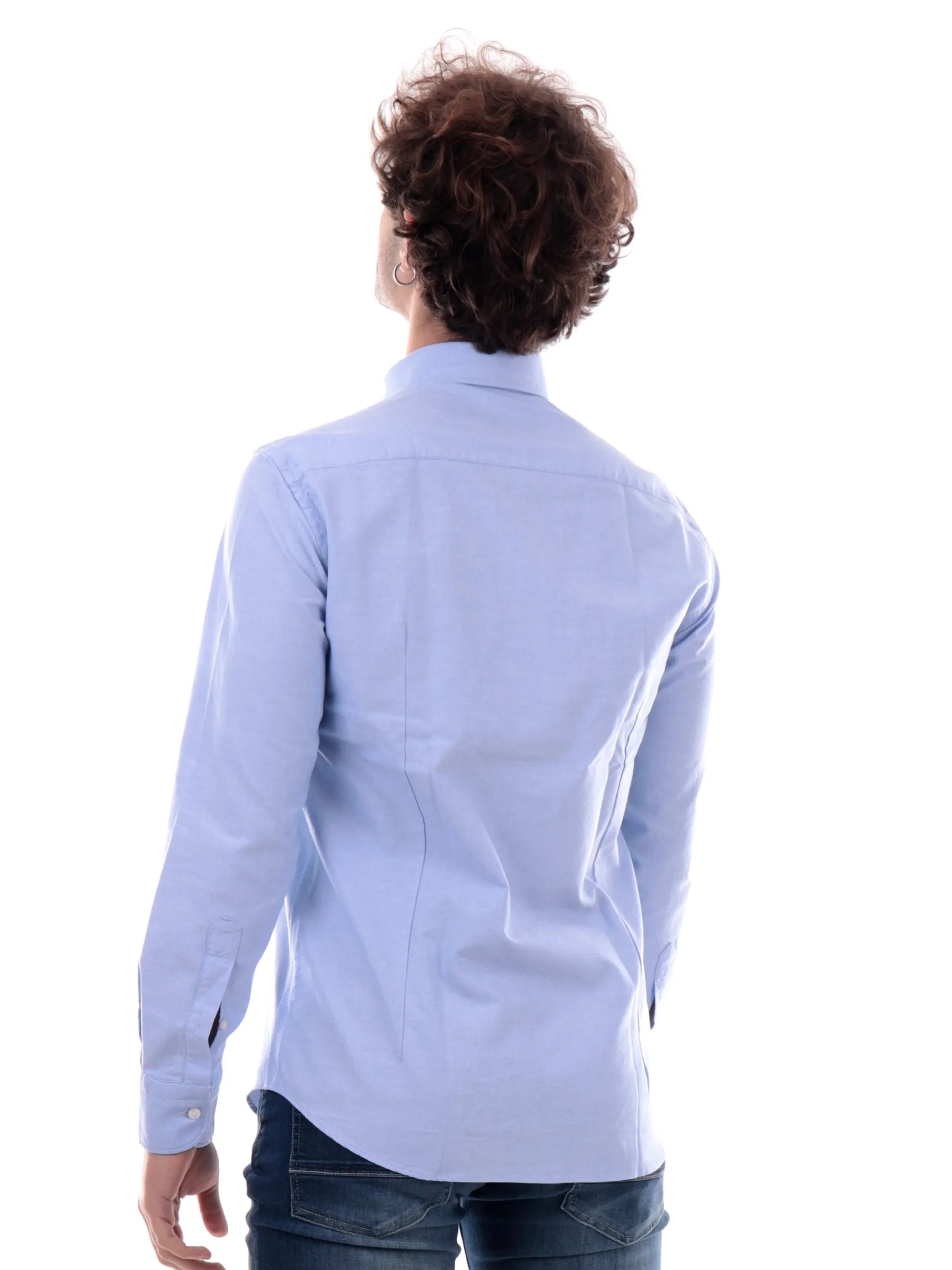 BASTONCINO Camicie*Camicia da uomo celeste OXFORDW