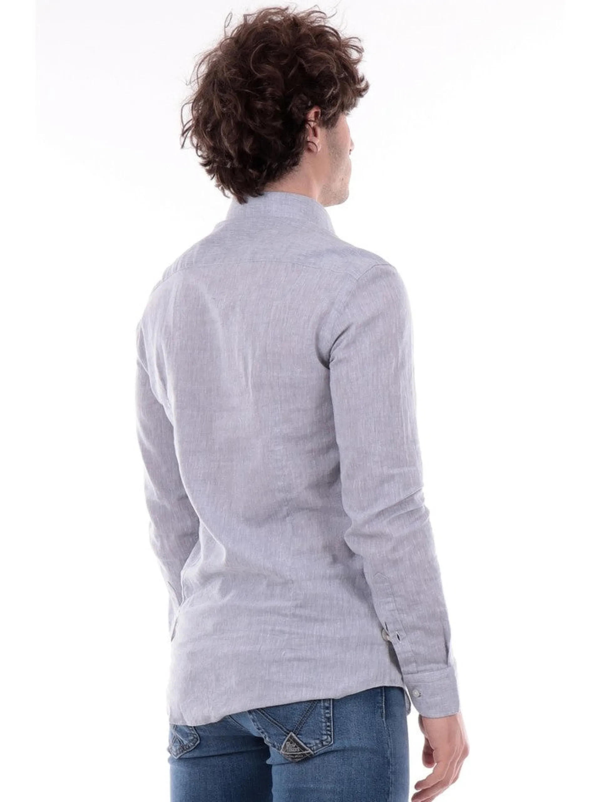 BASTONCINO Camicie*Camicia Lino Grigia da Uomo 1116