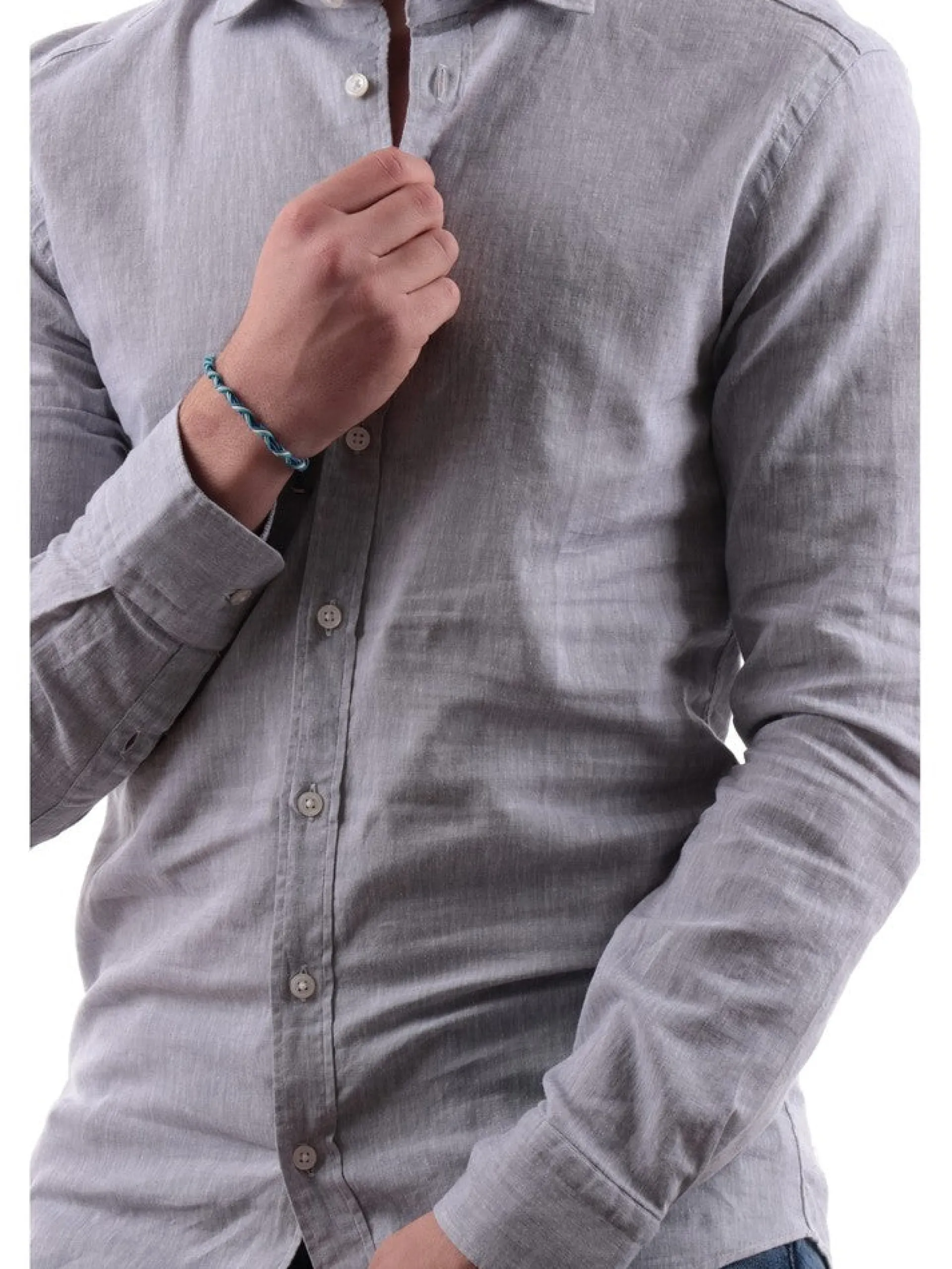 BASTONCINO Camicie*Camicia Lino Grigia da Uomo 1116