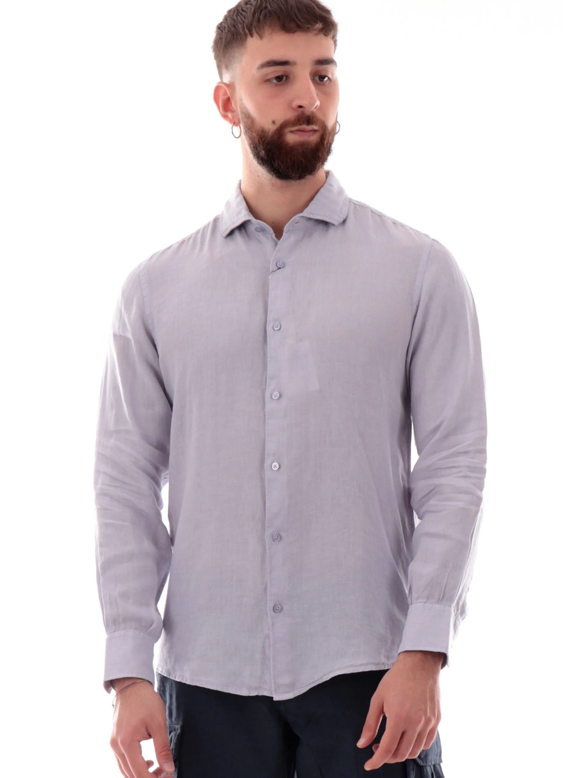 MANIFATTURA BORGHESE Camicie*Camicia Borghese azzurro polvere in lino da uomo 5SCA0109LI101MP