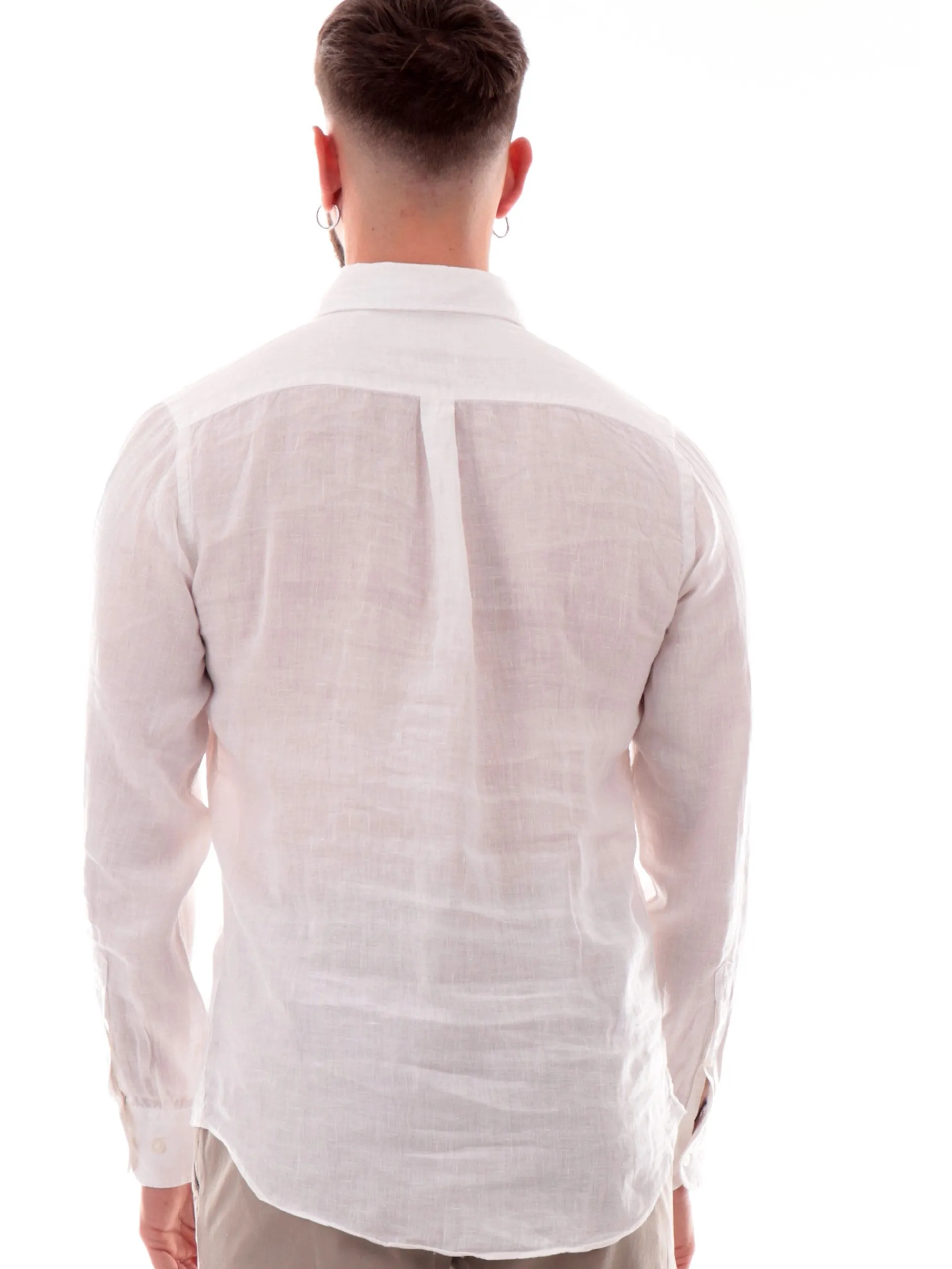 MANIFATTURA BORGHESE Camicie*Camicia Borghese bianca in lino da uomo 5SCA0109LI101MB
