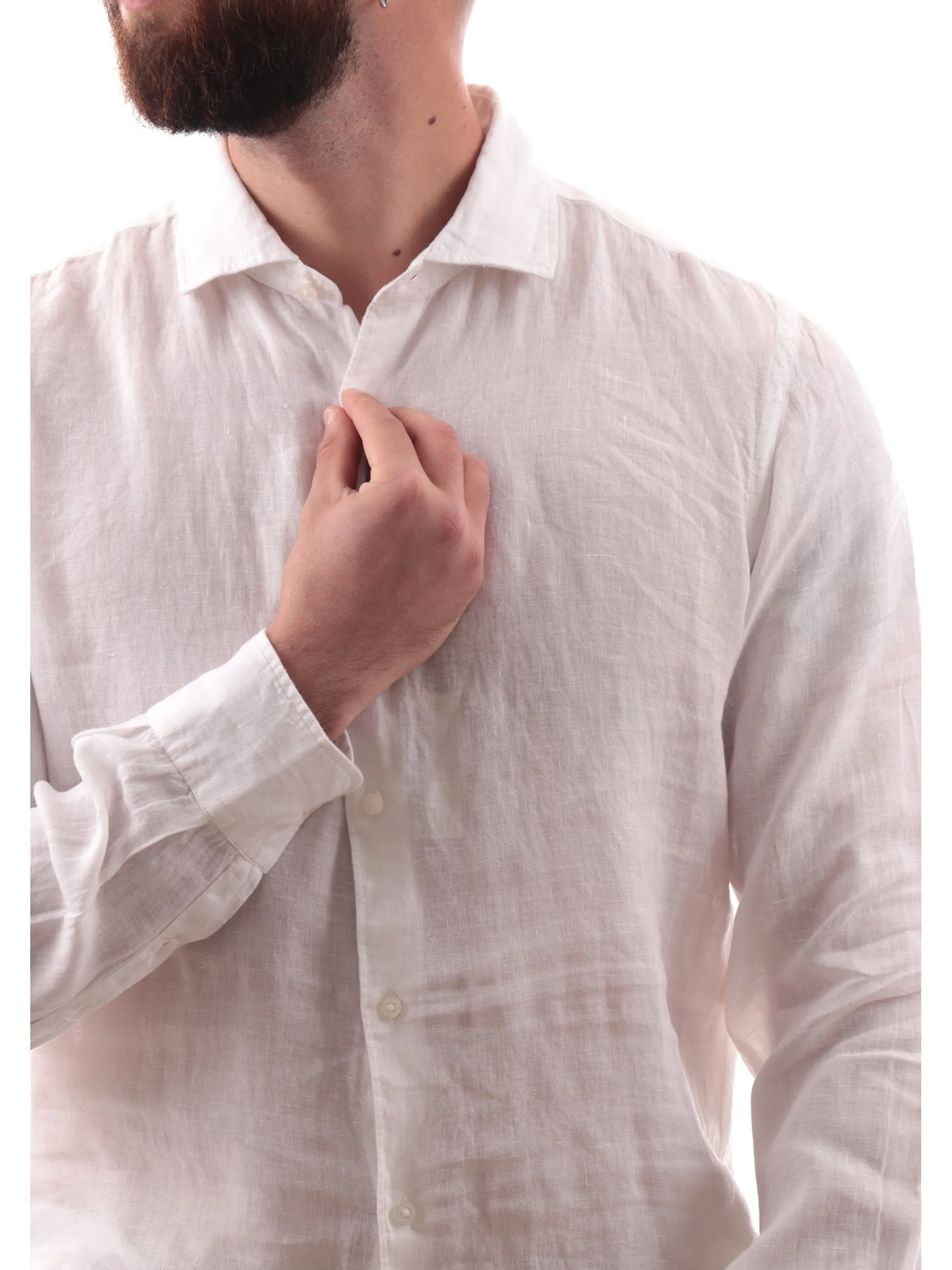 MANIFATTURA BORGHESE Camicie*Camicia Borghese bianca in lino da uomo 5SCA0109LI101MB