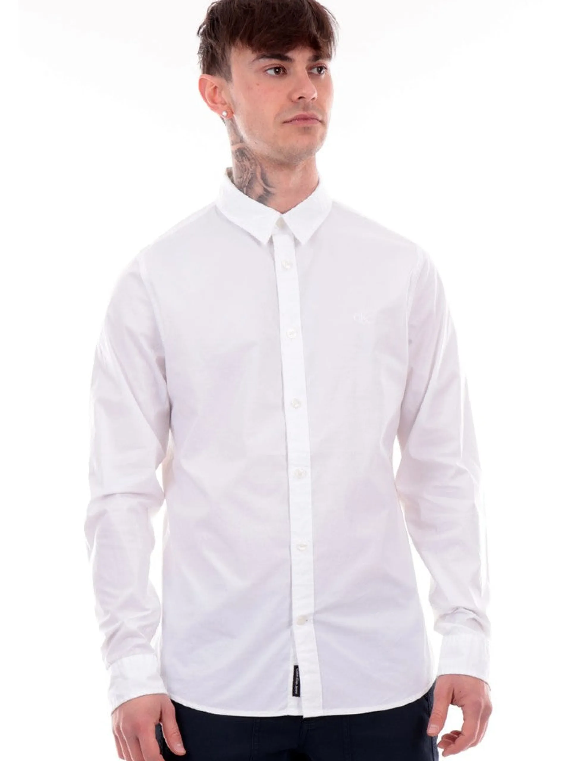 CALVIN KLEIN Camicie*Camicia bianca da uomo Slim Stretch J30J324614