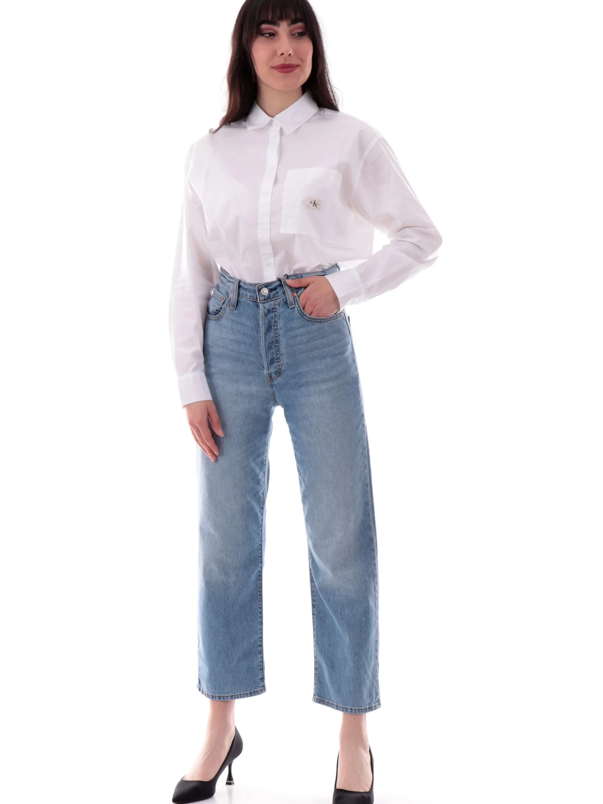 CALVIN KLEIN Top & Camicie*Camicia bianca con taschino da donna vestibilità morbida J20J224436