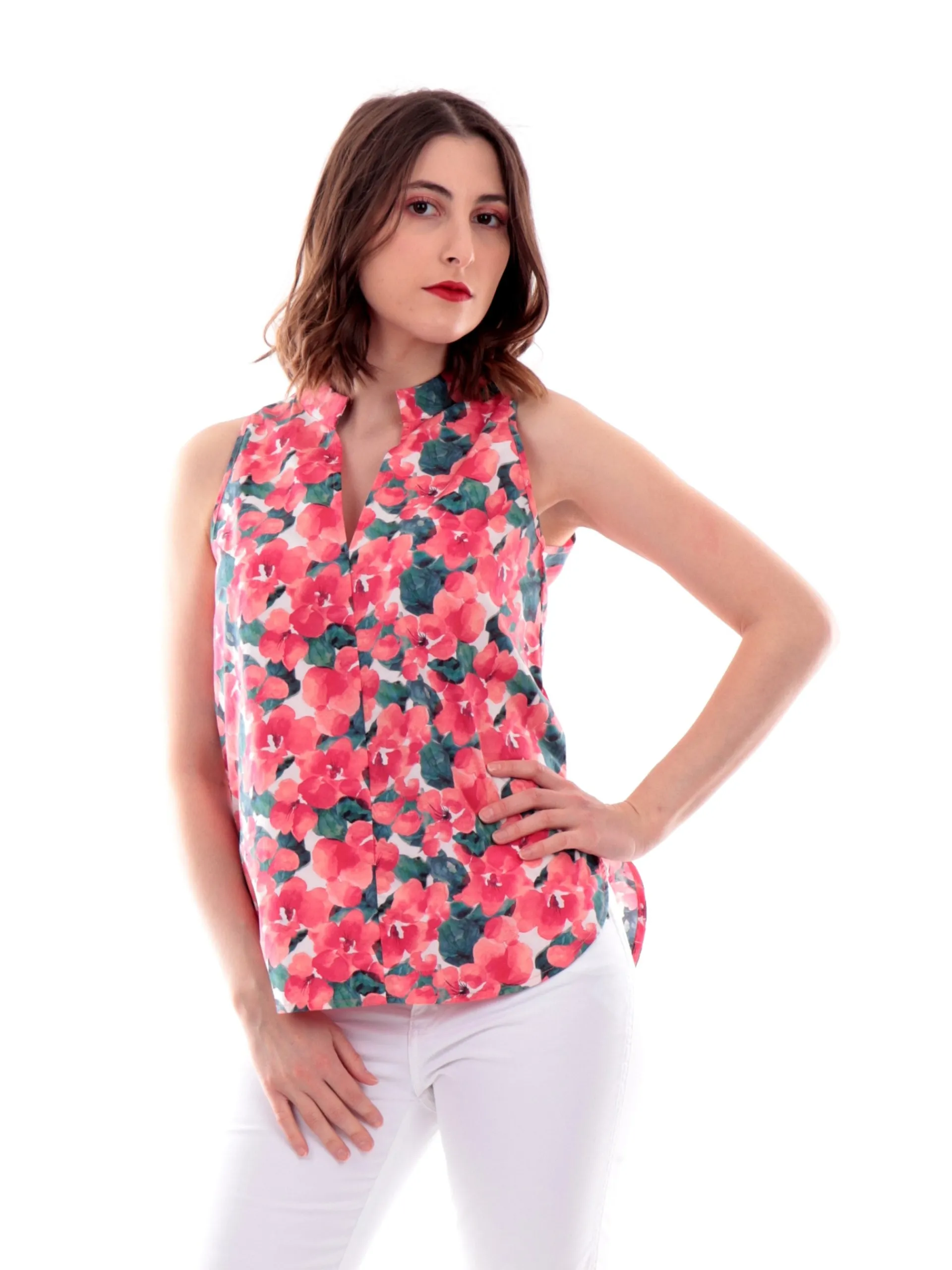 ANIS Maglie*Camicia Canotta a Fantasia a Fiori Rosa 2231186