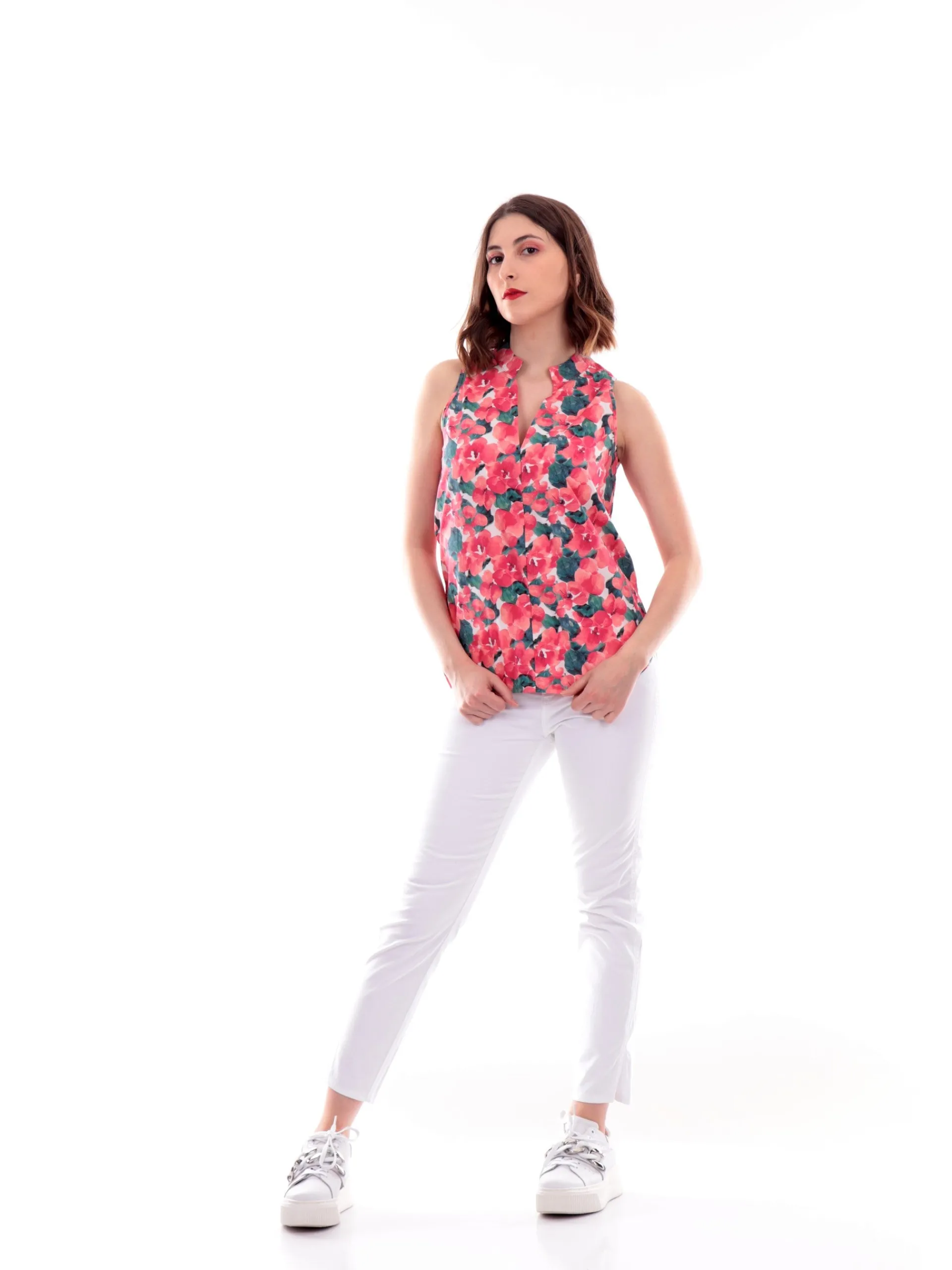 ANIS Maglie*Camicia Canotta a Fantasia a Fiori Rosa 2231186