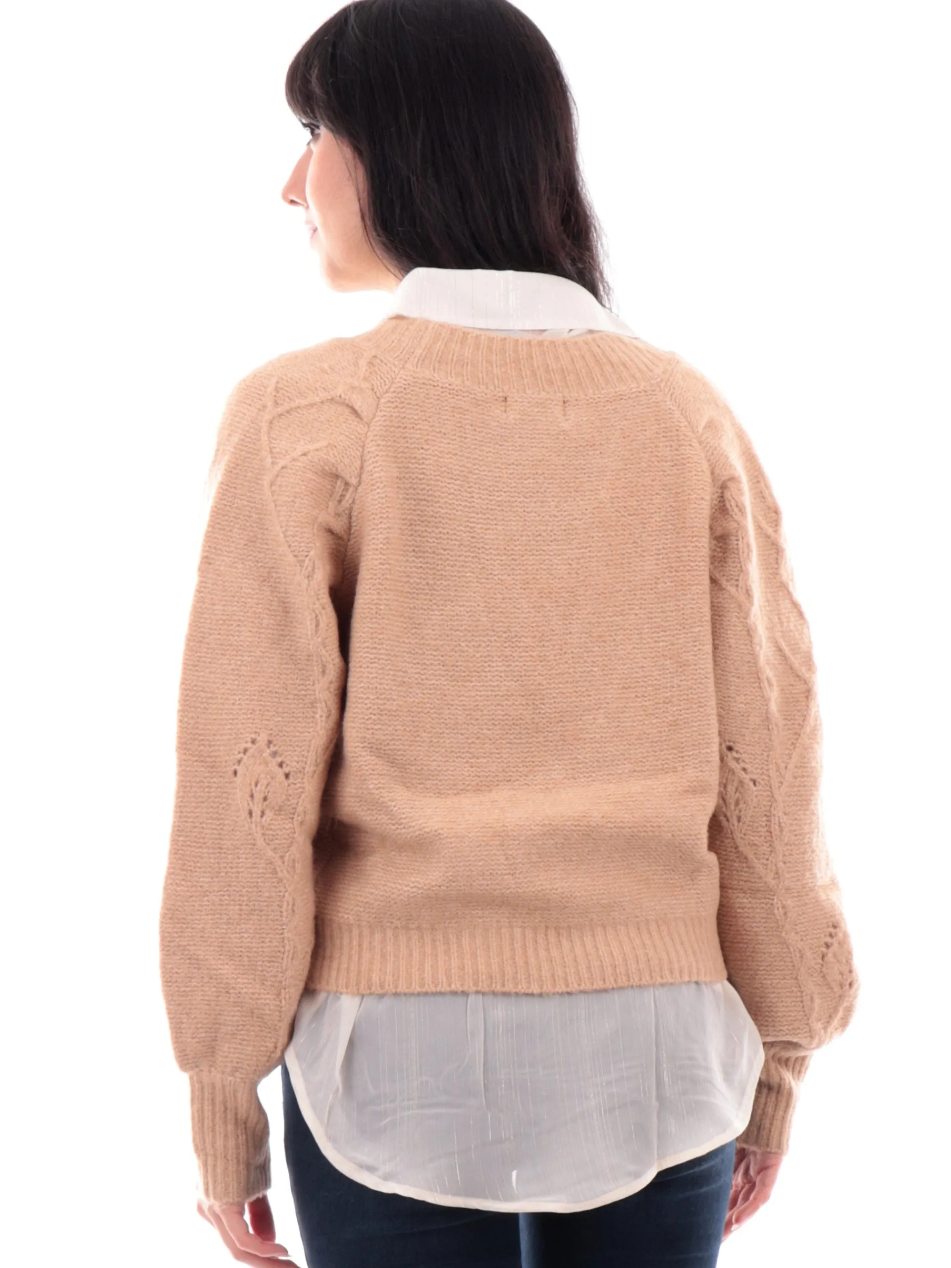 MOLLYBRACKEN Top & Camicie*Camicia con top interno Molly Bracken bianca da donna inserti lurex T1936CN