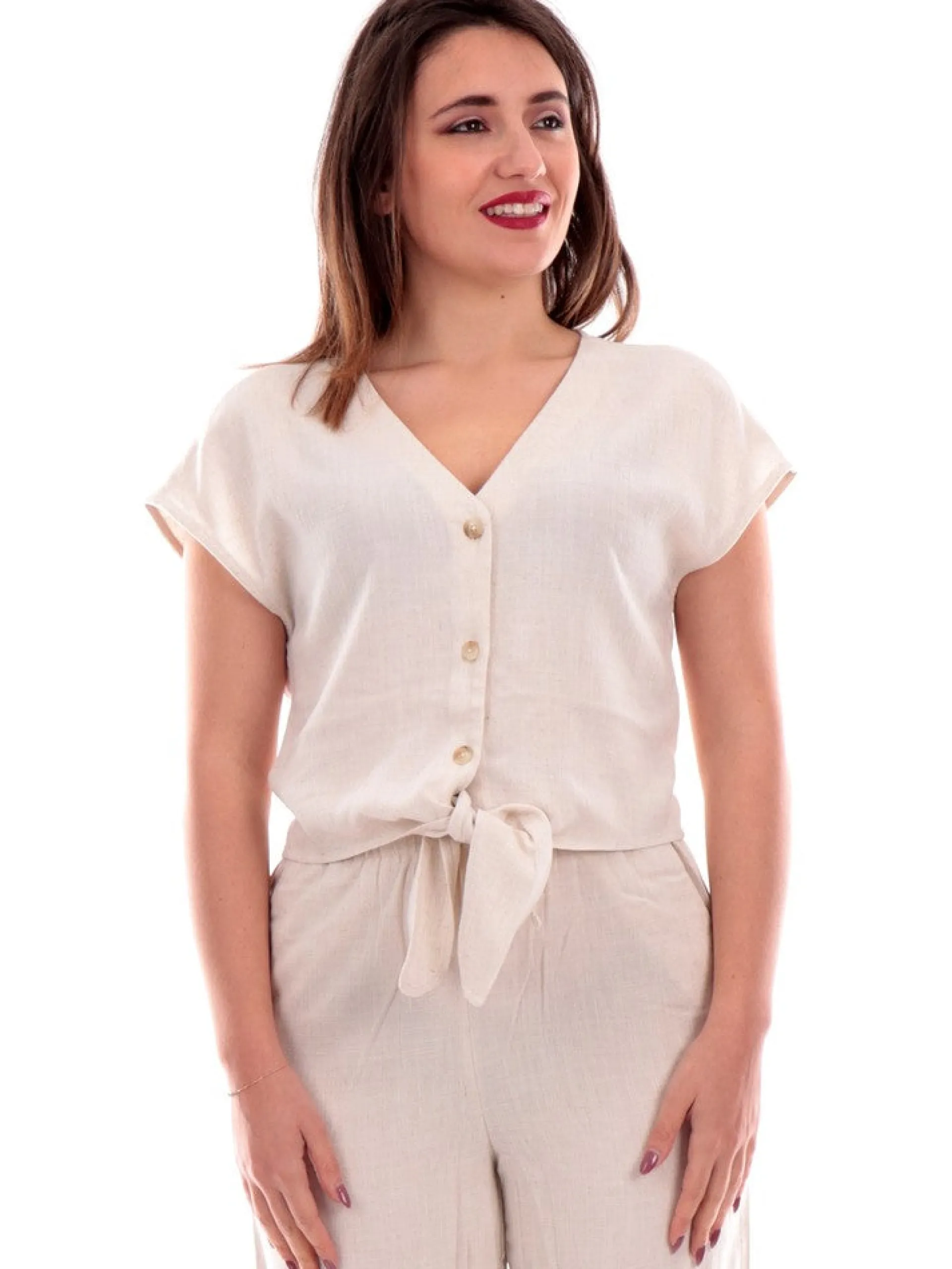 ONLY Top & Camicie*Camicia crop beige da donna in lino 15322270