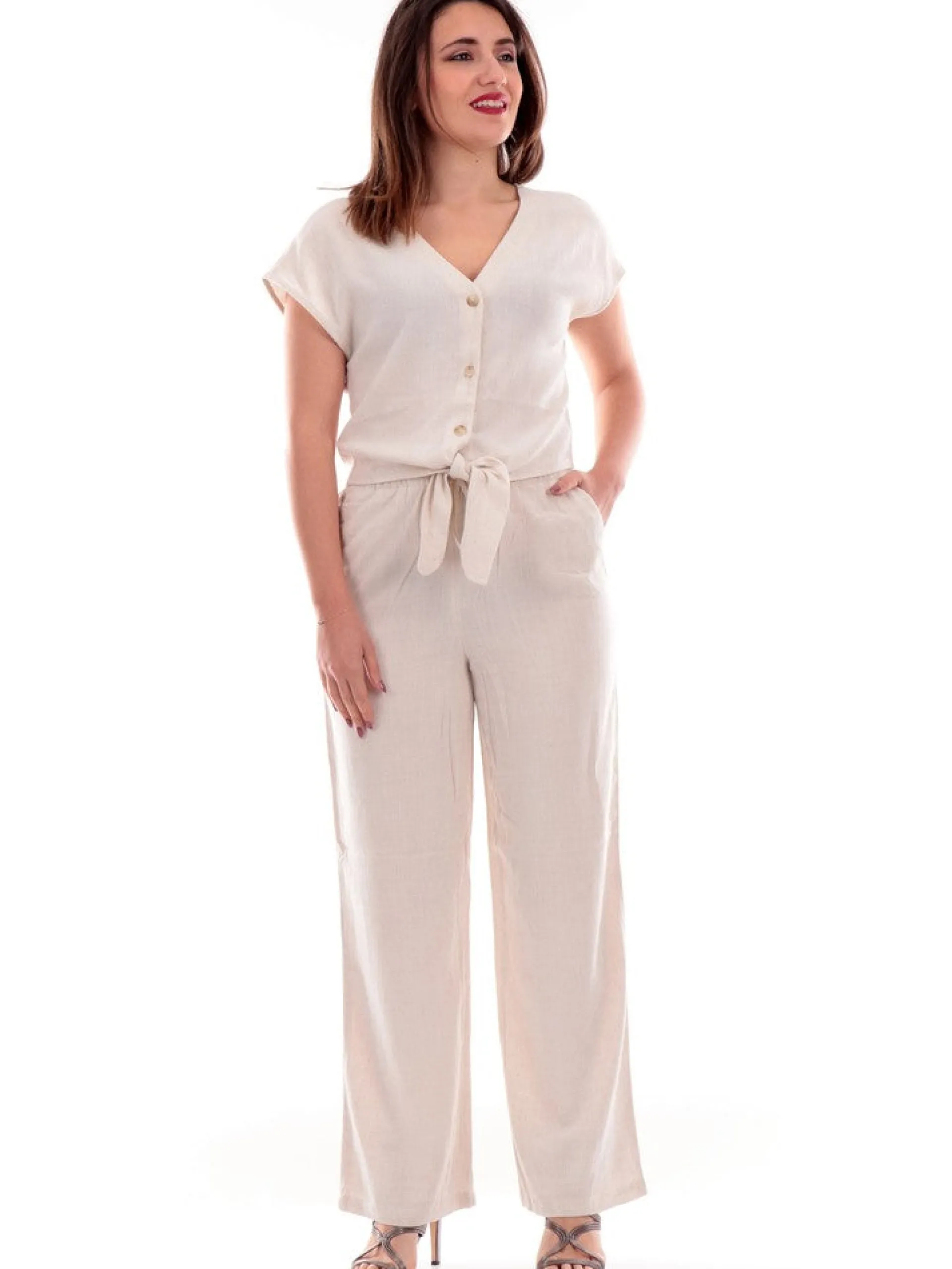 ONLY Top & Camicie*Camicia crop beige da donna in lino 15322270