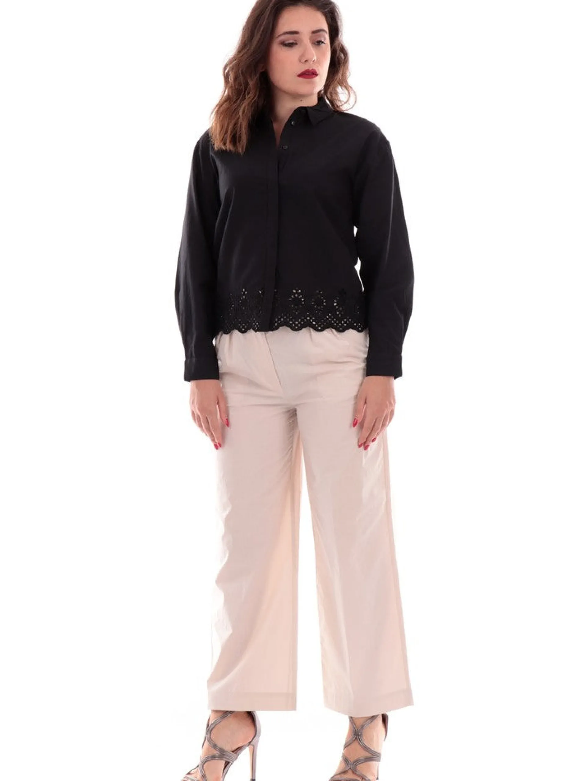 ONLY Top & Camicie*Camicia donna nera fondo ricamato 15313165