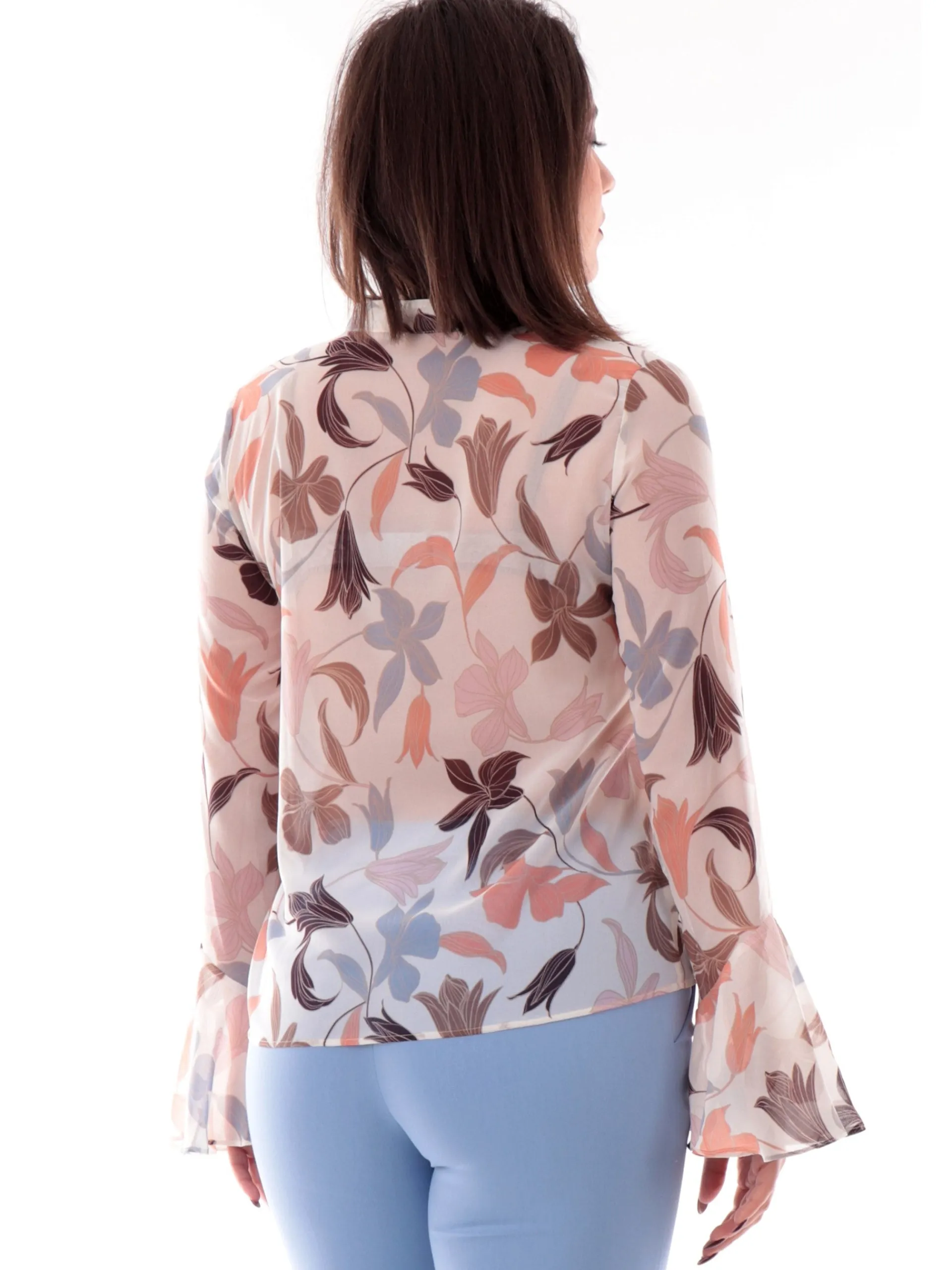 EMME MARELLA Top & Camicie*Camicia bianca a fiori con voilant rouches Medeola