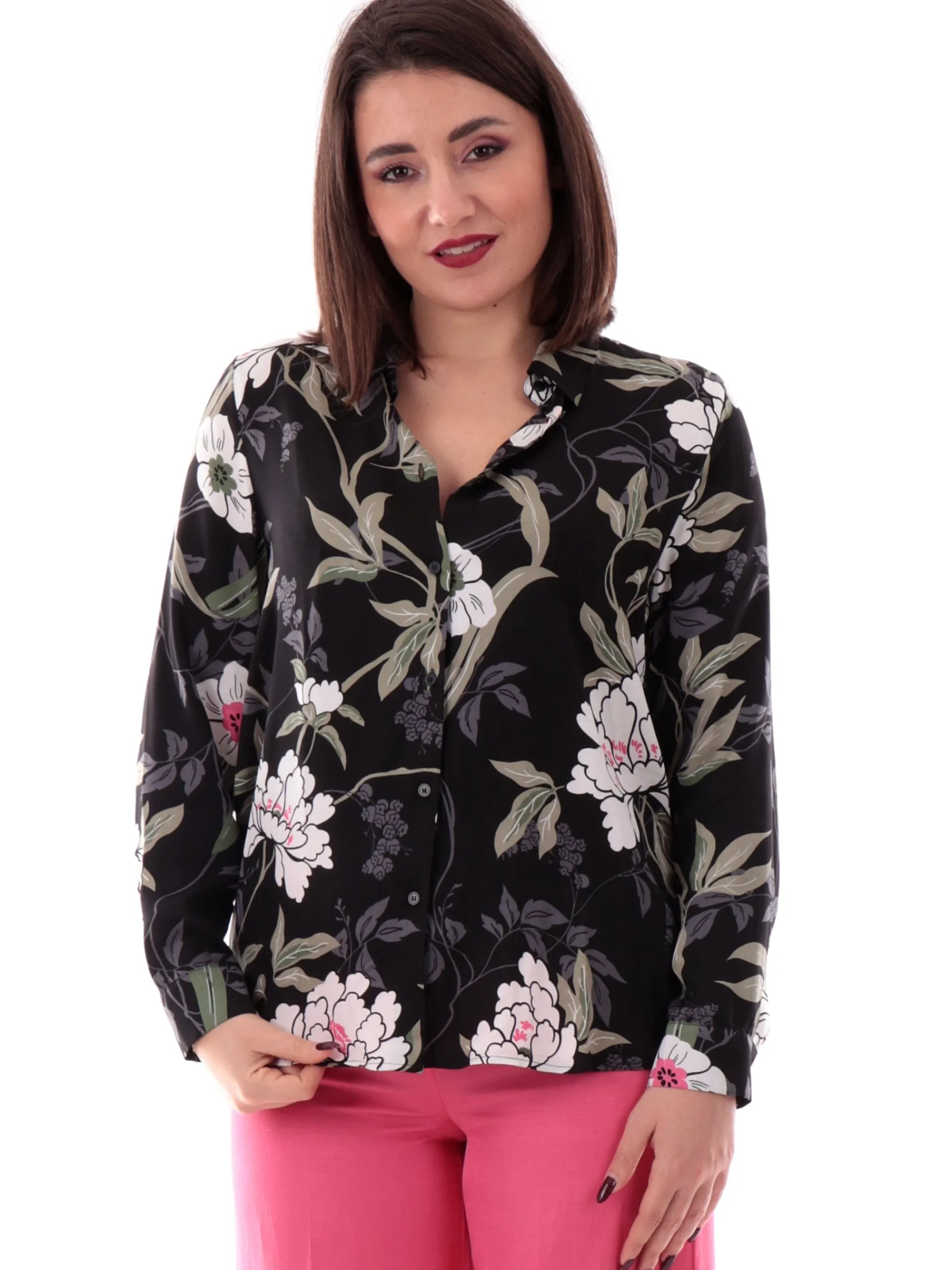 EMME MARELLA Top & Camicie*Camicia nera da donna fantasia floreale NIZZA1