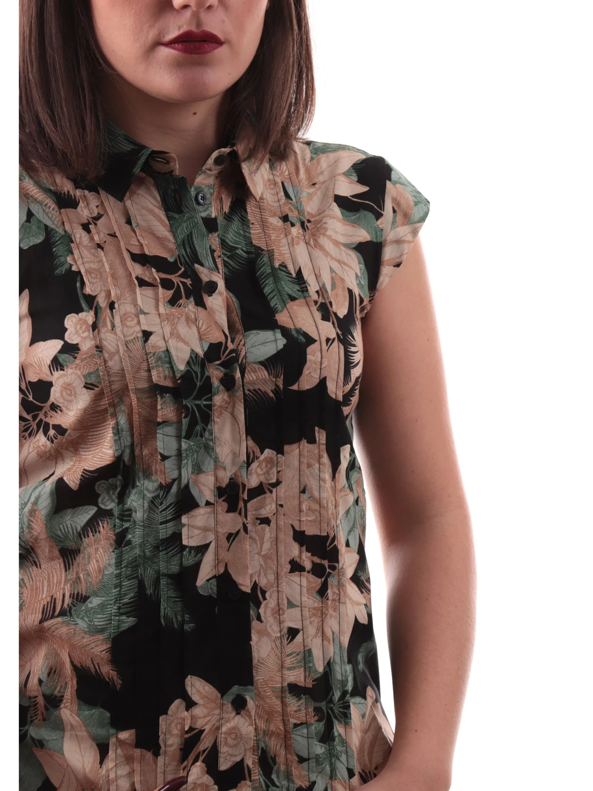 EMME MARELLA Top & Camicie*Camicia Nera da donna con maniche corte e fantasia floreale CALENDA