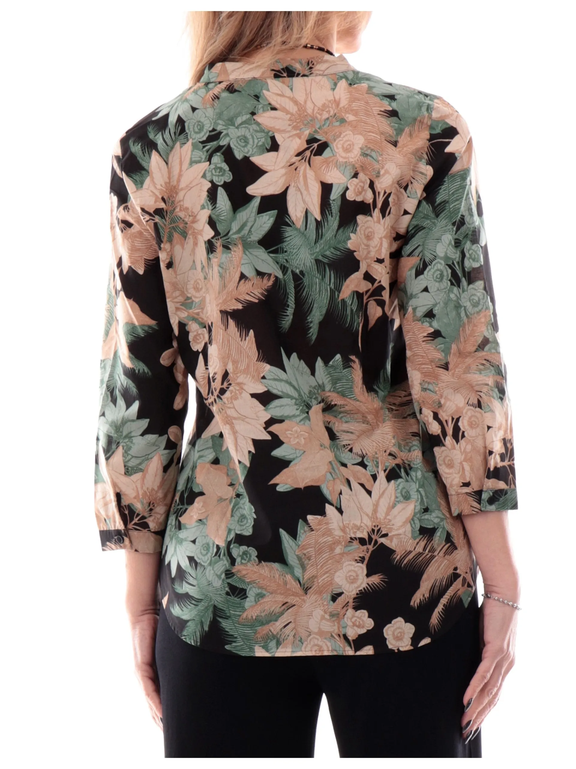 EMME MARELLA Top & Camicie*Camicia nera fantasia floreale da donna con scollo a V ACCOLTO