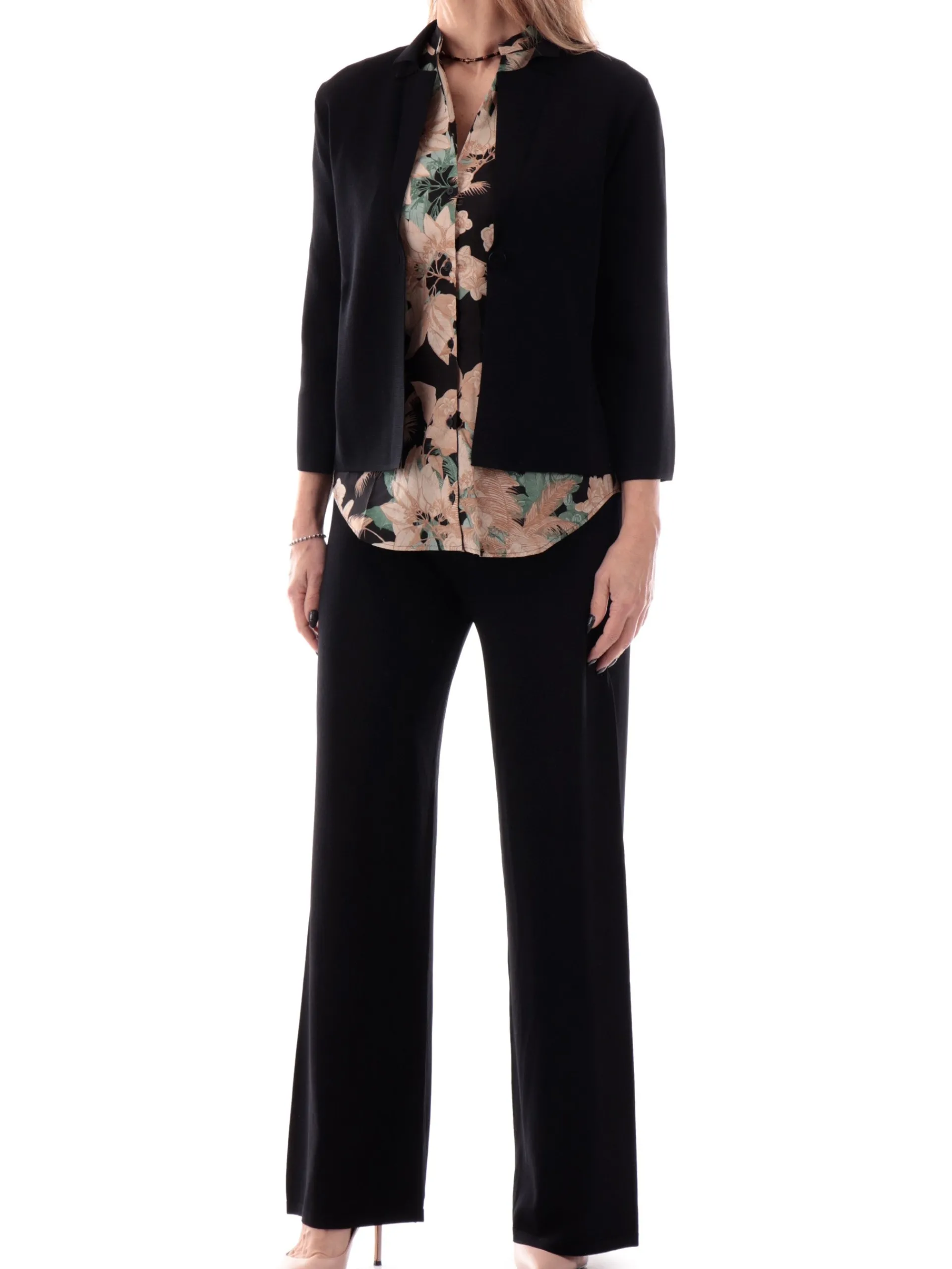 EMME MARELLA Top & Camicie*Camicia nera fantasia floreale da donna con scollo a V ACCOLTO